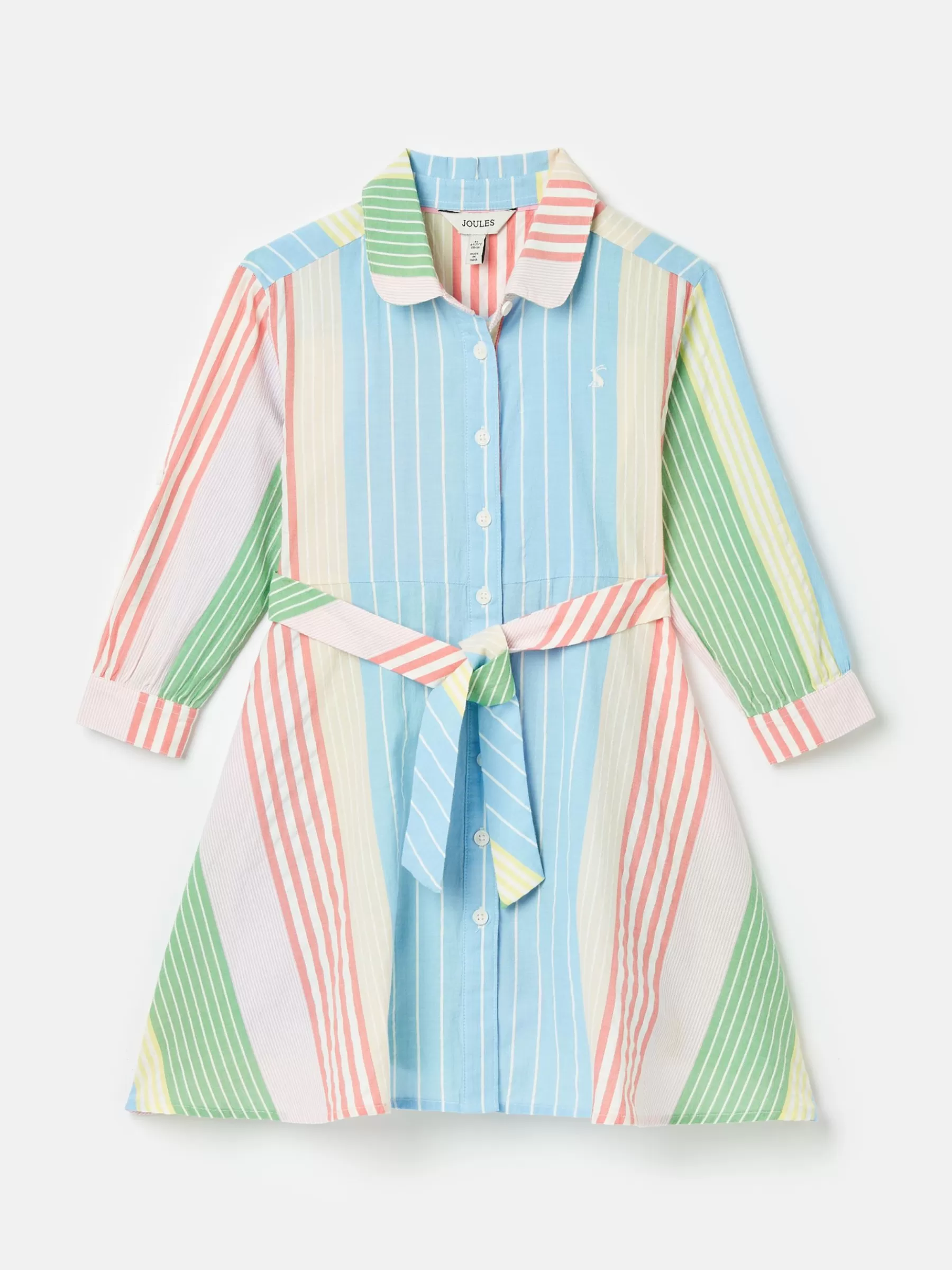 Joules Girls' Summertime Multi Stripe Woven Shirt Dress MultiStripe Hot