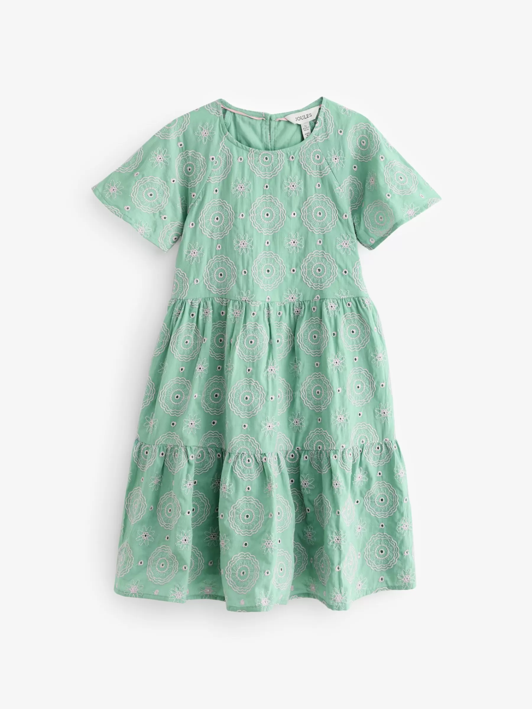 Joules Girls' Sunshine Tiered Woven Dress Green New