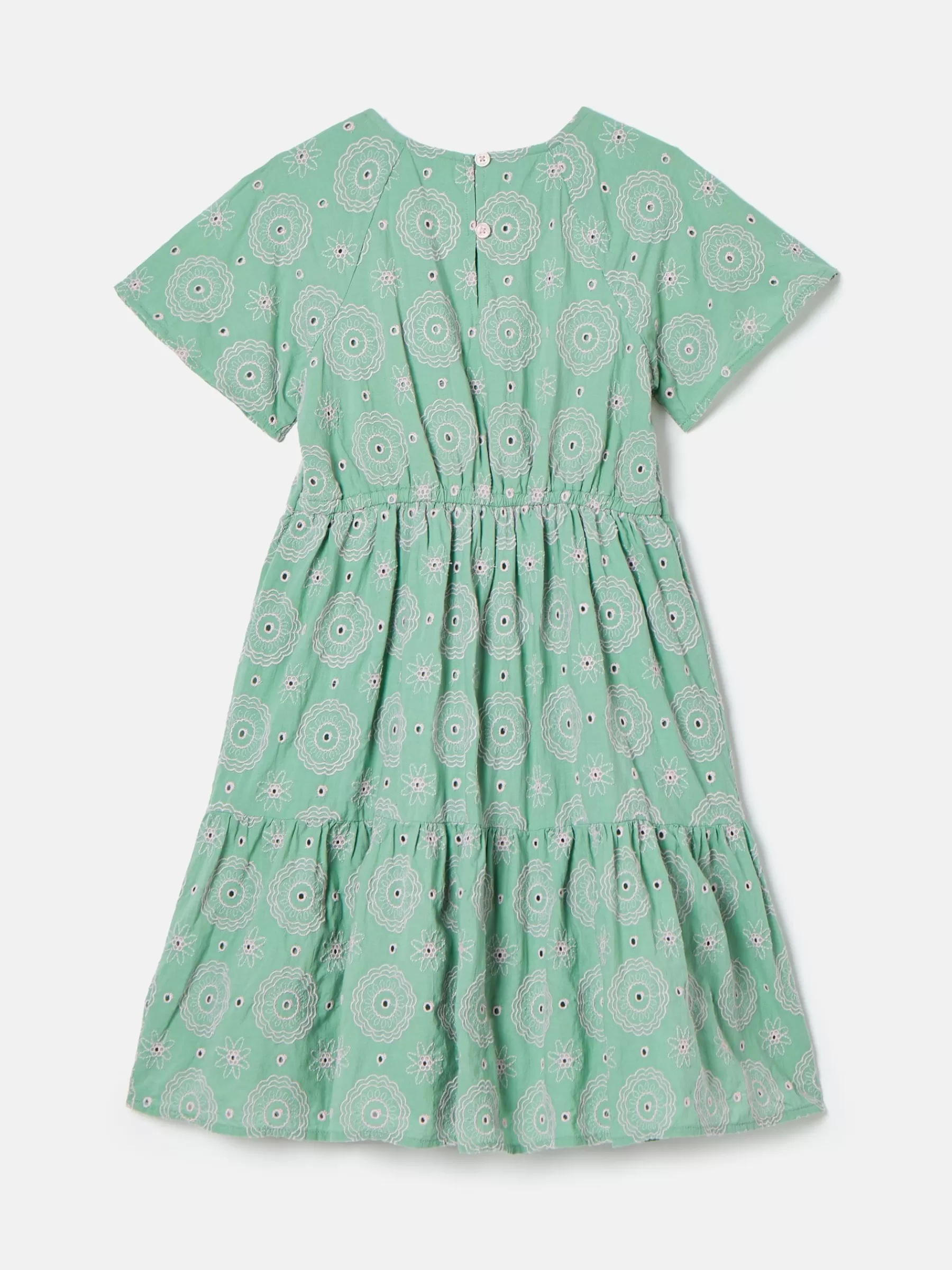 Joules Girls' Sunshine Tiered Woven Dress Green New