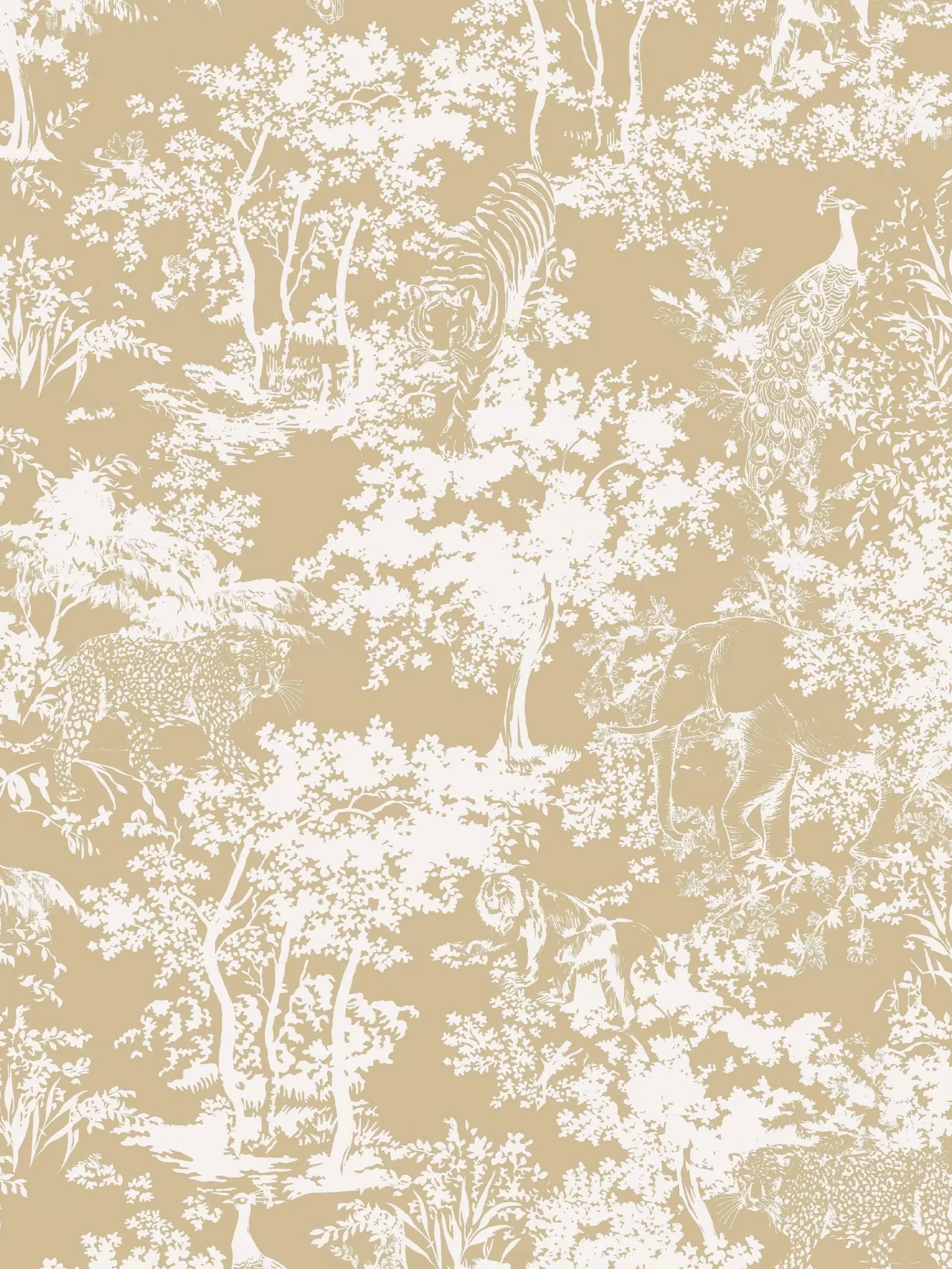 Joules Animal Forest Print 10M Wallpaper Gold Cheap