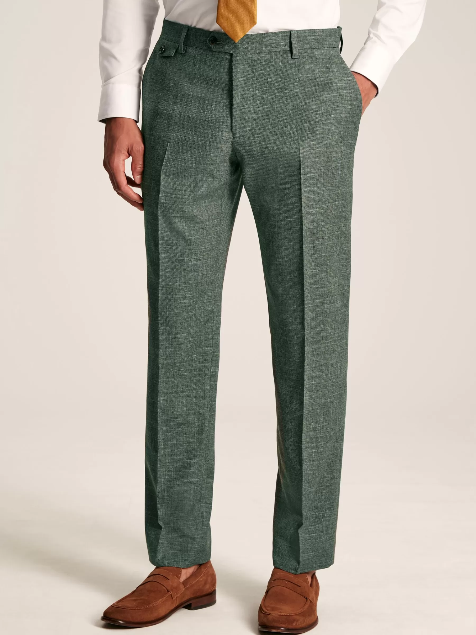 Joules Slim Textured Suit Trousers Green Cheap