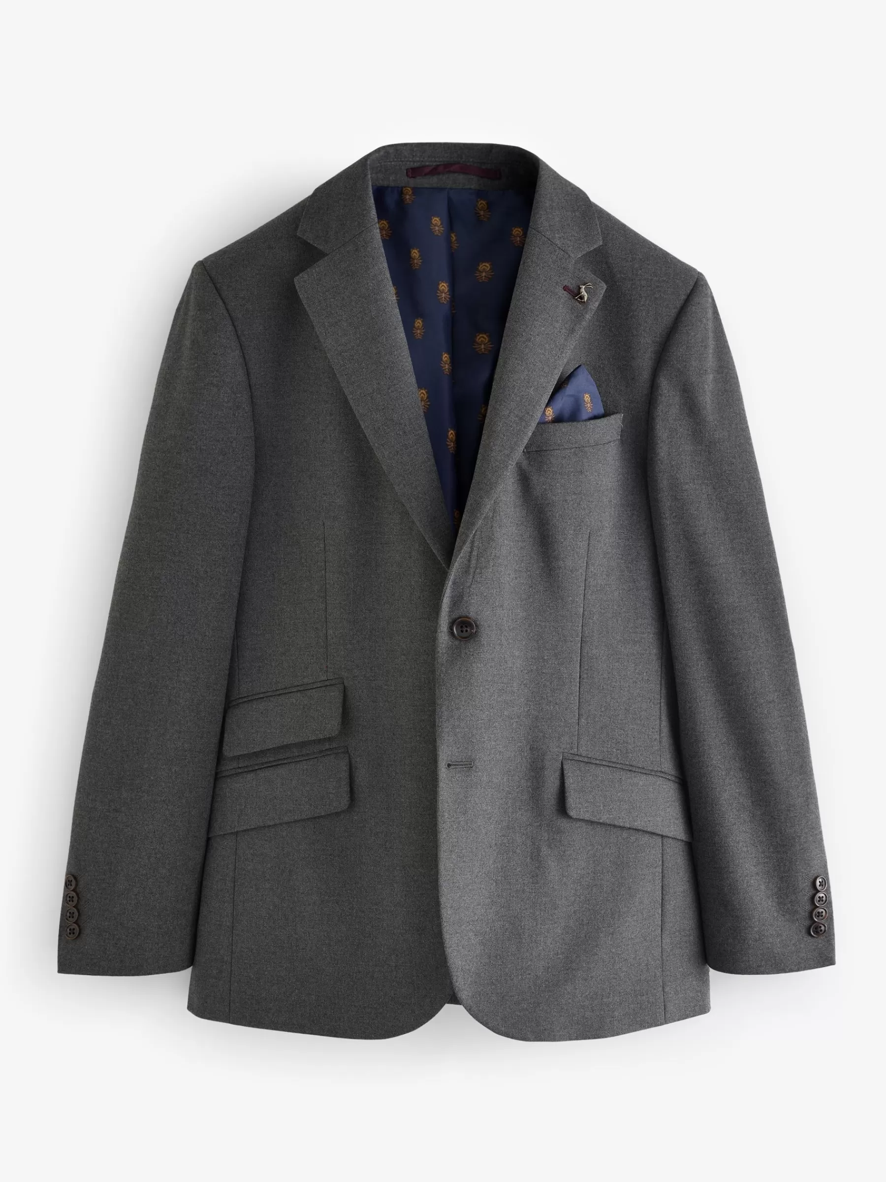 Joules Slim Fit Flannel Suit Jacket Grey Outlet