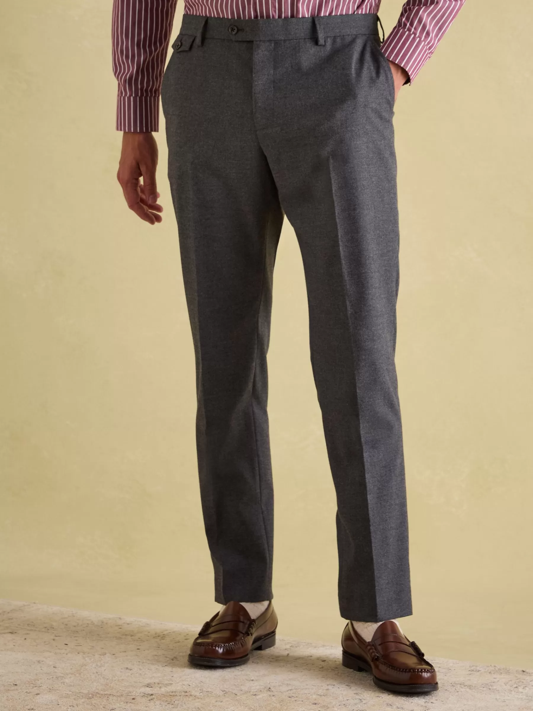 Joules Slim Fit Flannel Suit Trousers Grey Online