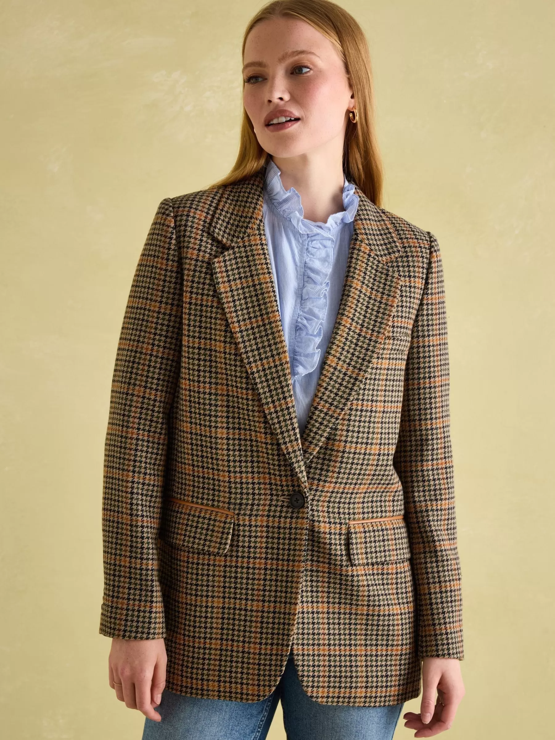 Joules Hackmore Relaxed Fit Wool Blend Tweed Blazer Check Cheap