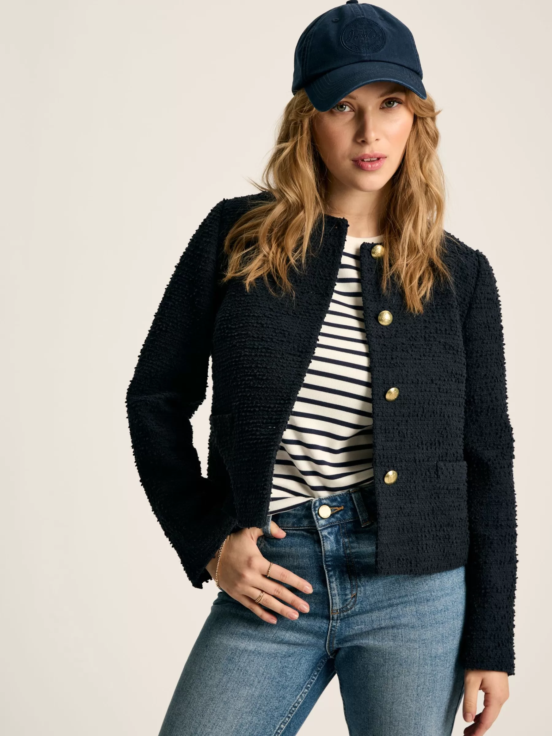 Joules Hampstead Boucle Jacket Navy Best Sale