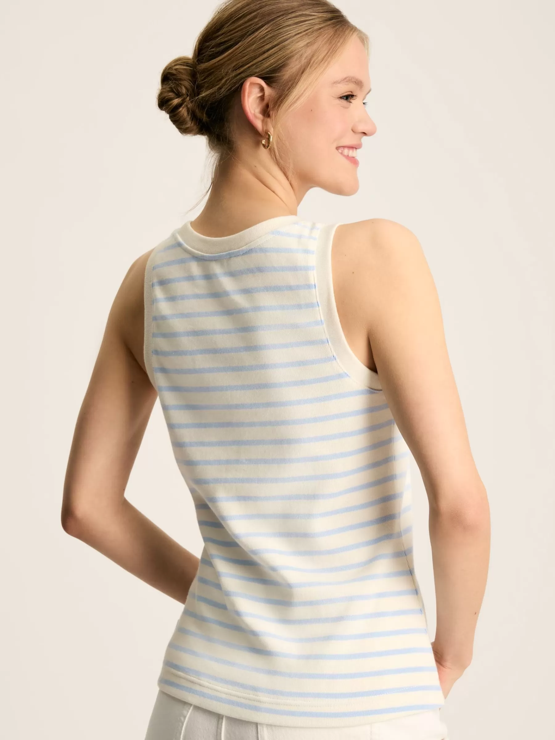 Joules Harbour Cream & Blue Striped Jersey Vest Cream&BlueStriped Sale