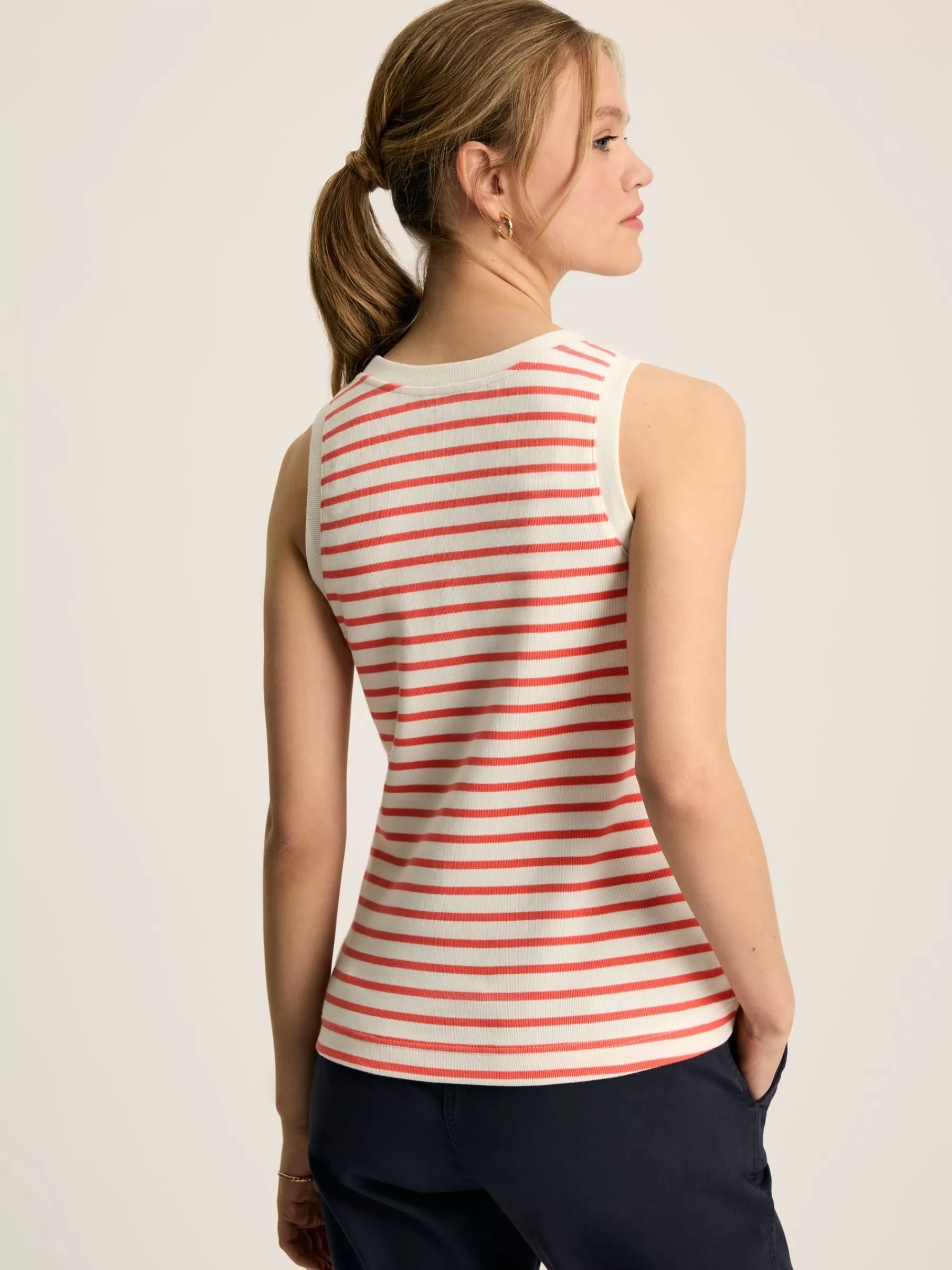 Joules Harbour Cream & Coral Striped Jersey Vest Cream&CoralStriped Store