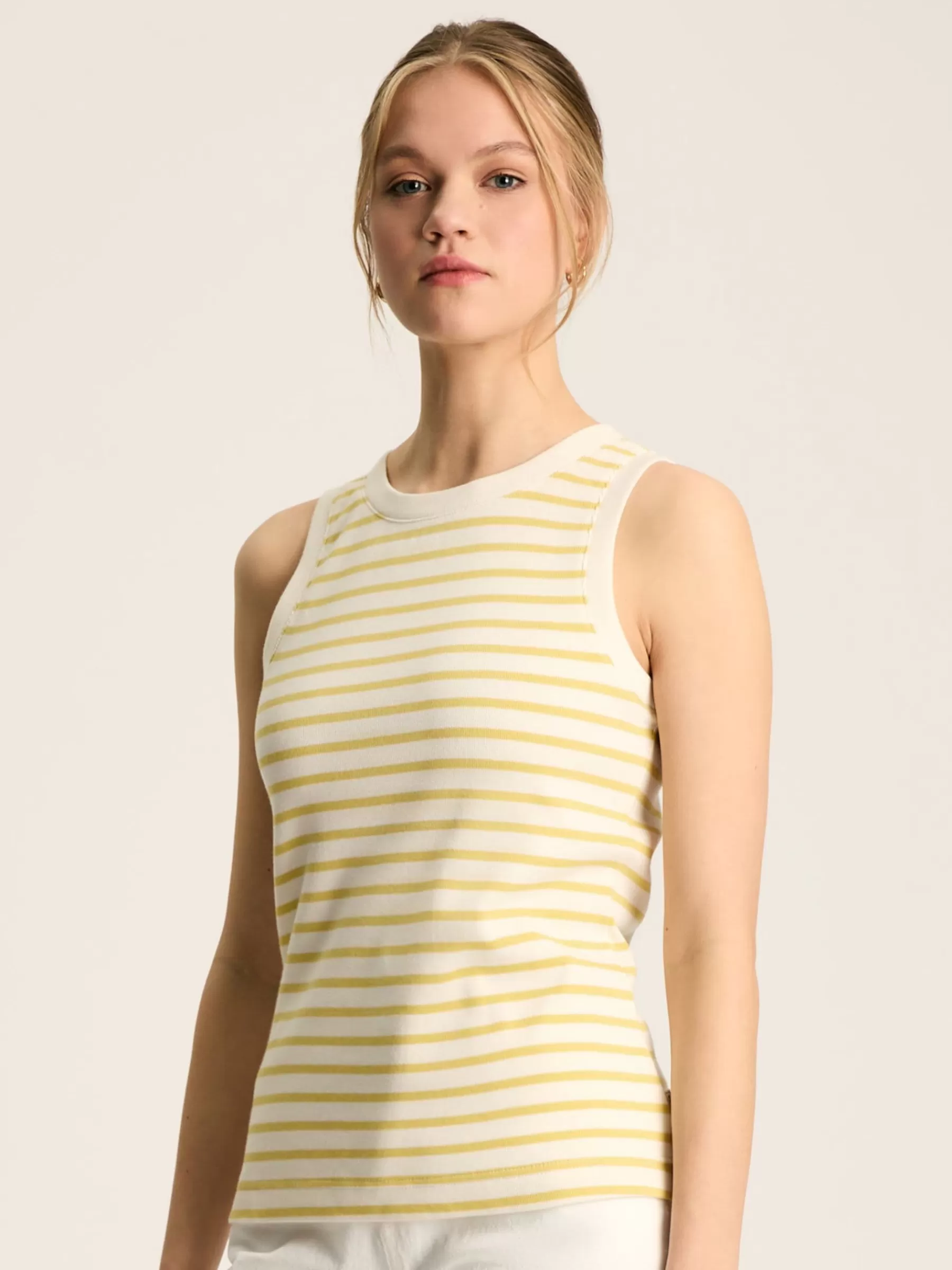 Joules Harbour Cream & Yellow Striped Jersey Vest Cream&YellowStriped Best Sale