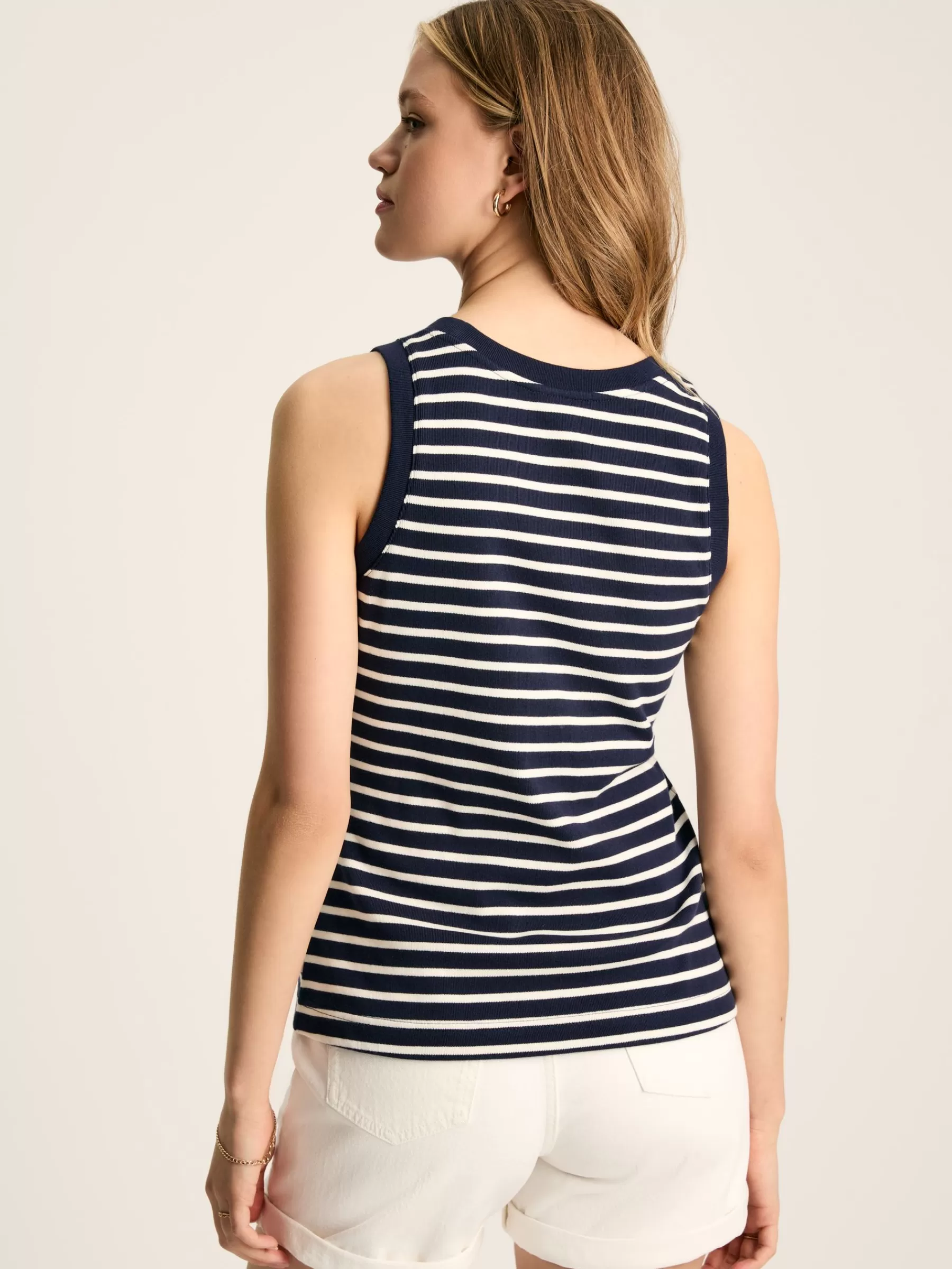 Joules Harbour Navy & Cream Striped Jersey Vest Navy&CreamStriped Store