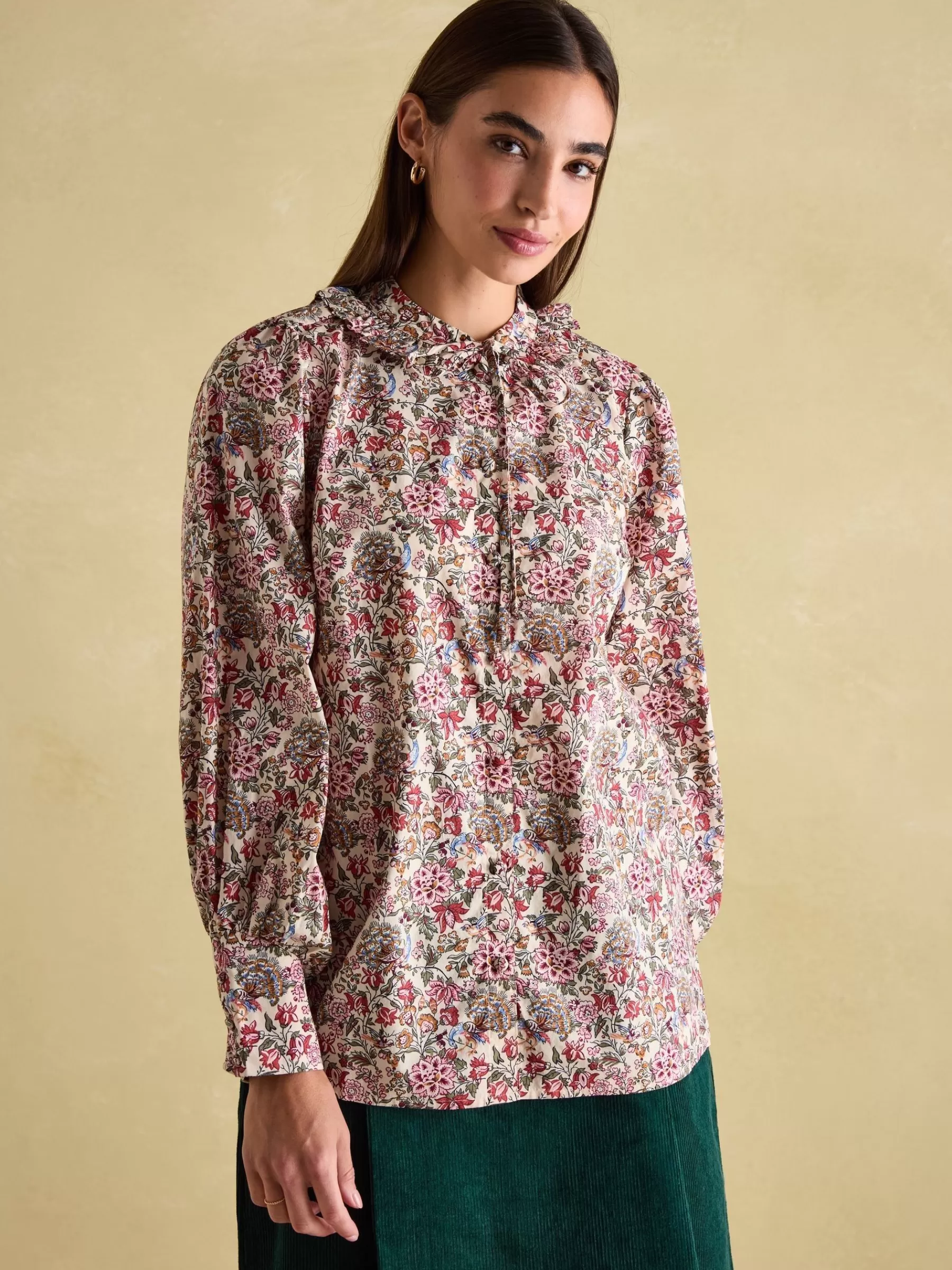 Joules Harper Cream Floral Pussybow Tie Blouse CreamFloral Store