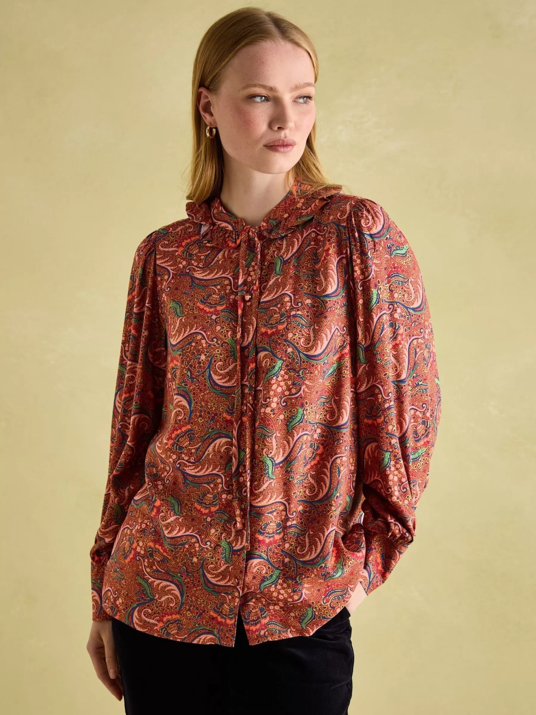 Joules Harper Red Paisley Pussybow Tie Blouse RedPaisley Best Sale