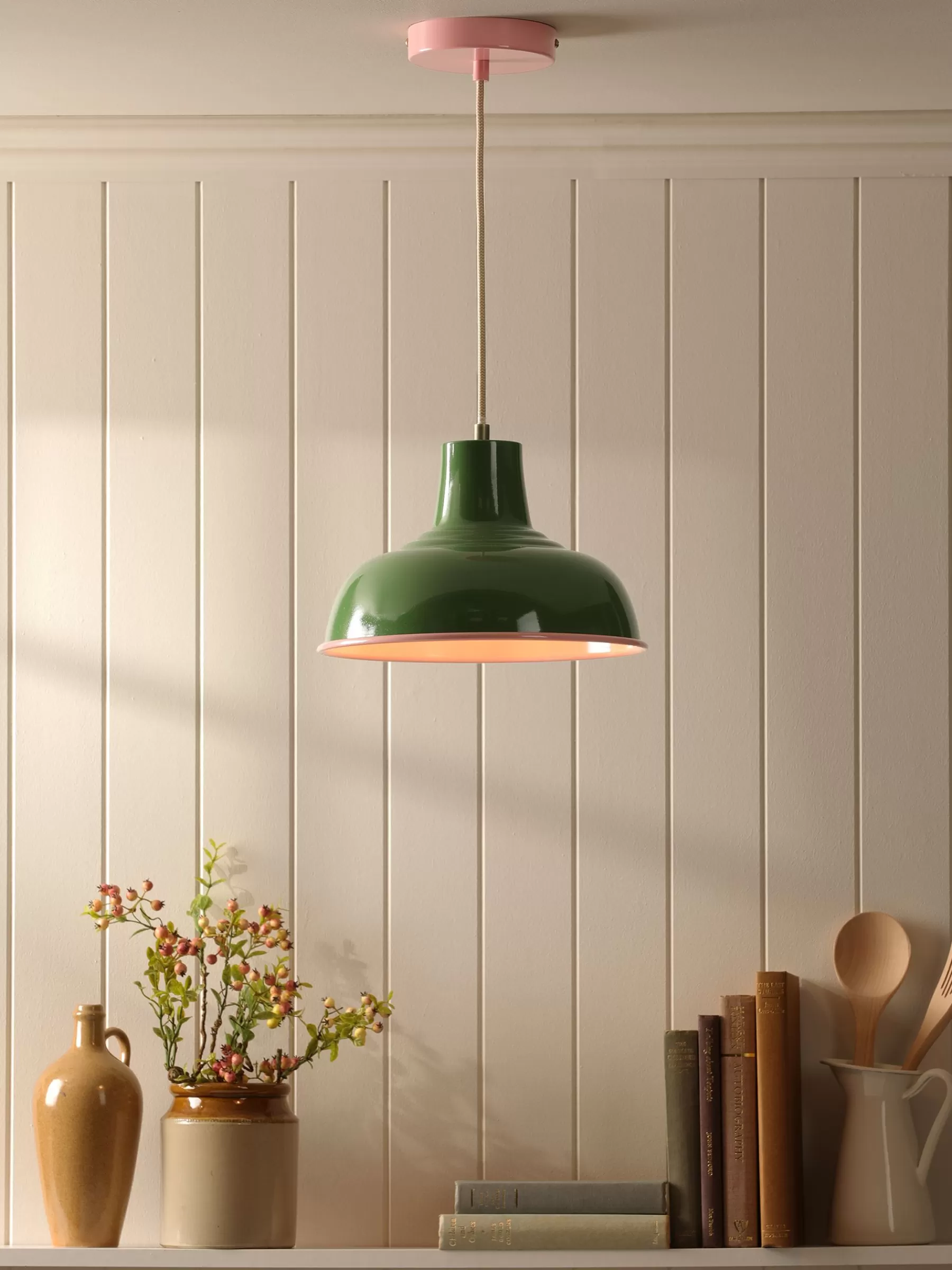 Joules Hatfield Green & Pink Industrial-Style Pendant Light Green&Pink Cheap