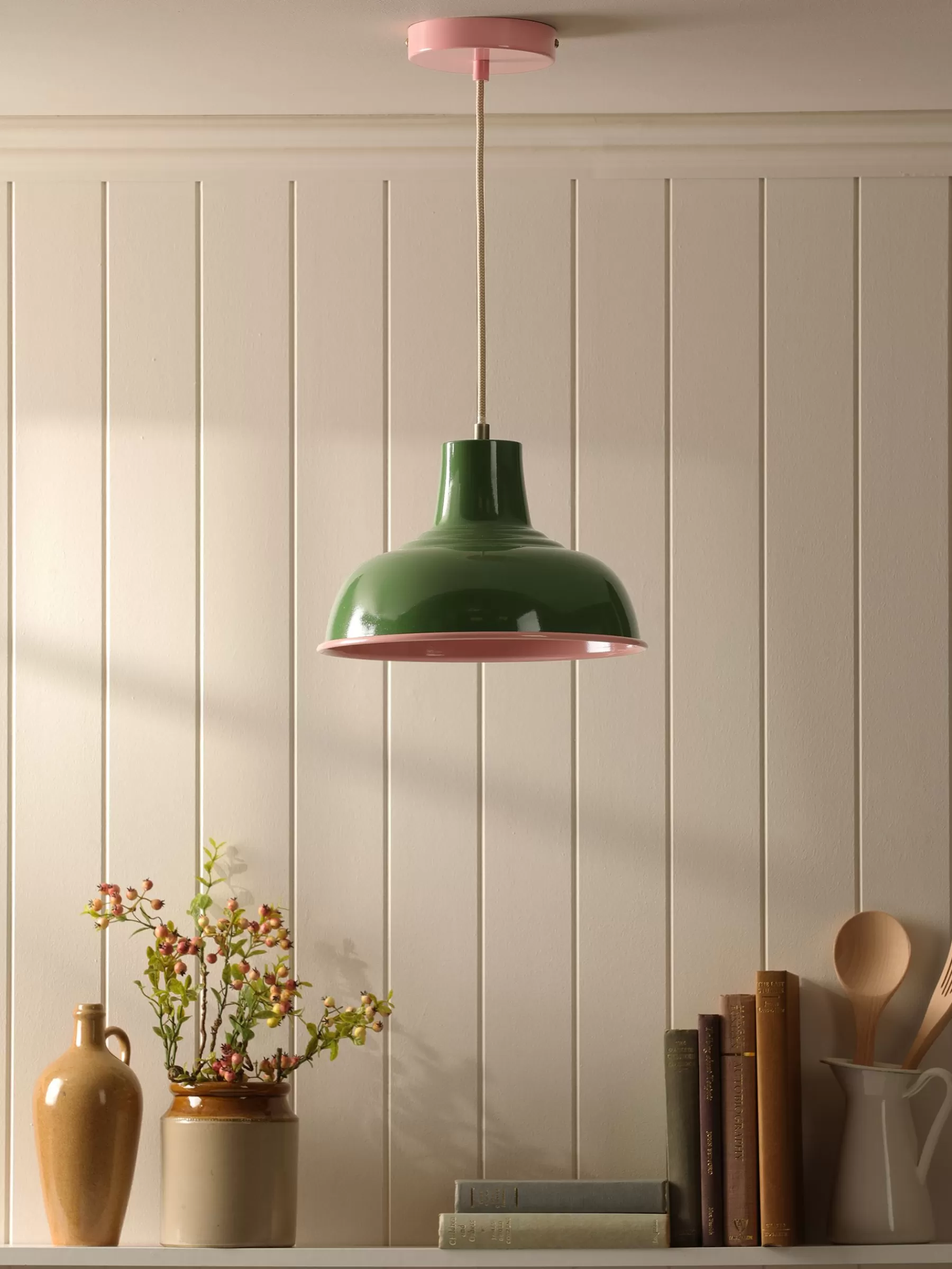 Joules Hatfield Green & Pink Industrial-Style Pendant Light Green&Pink Cheap