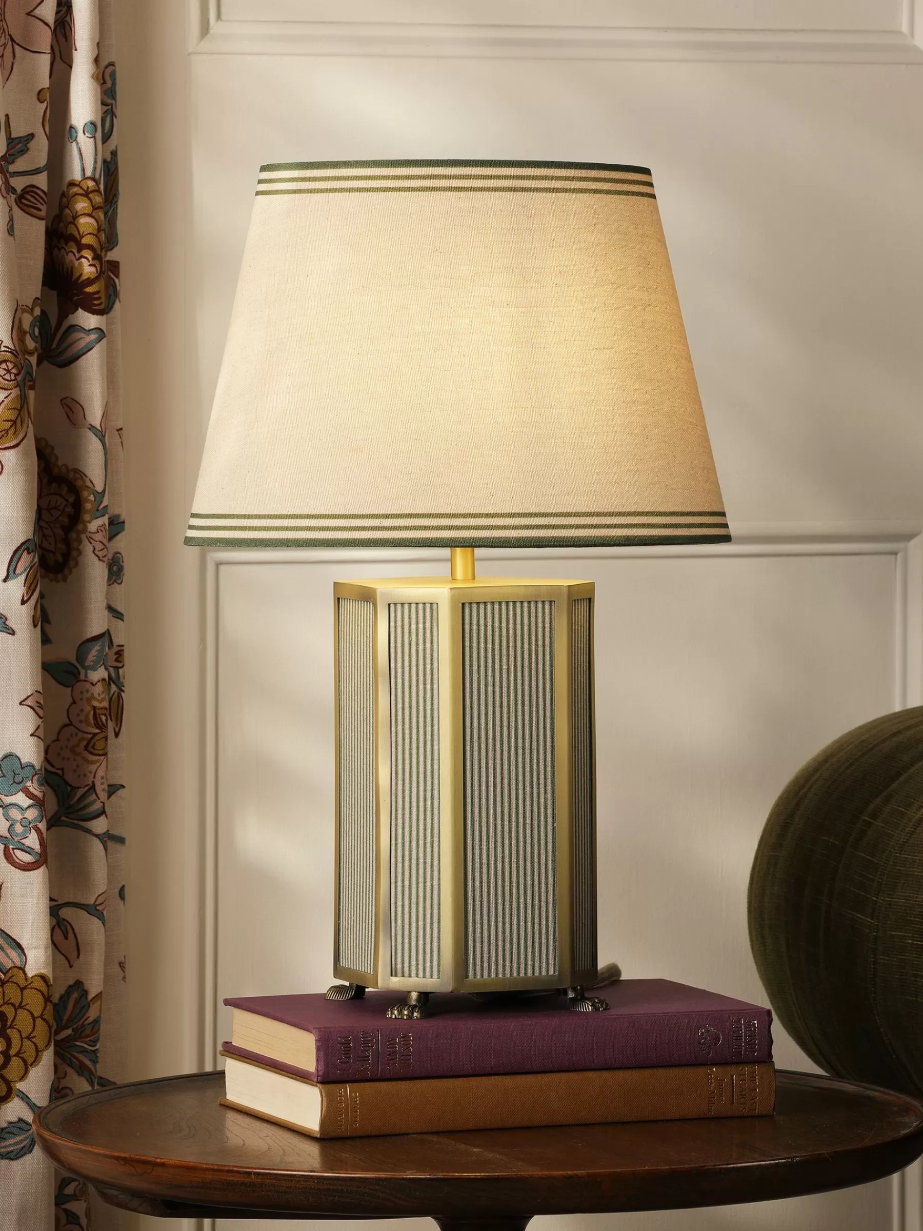 Joules Helmingham Green Stripe Claw Foot Table Lamp GreenStripe Sale