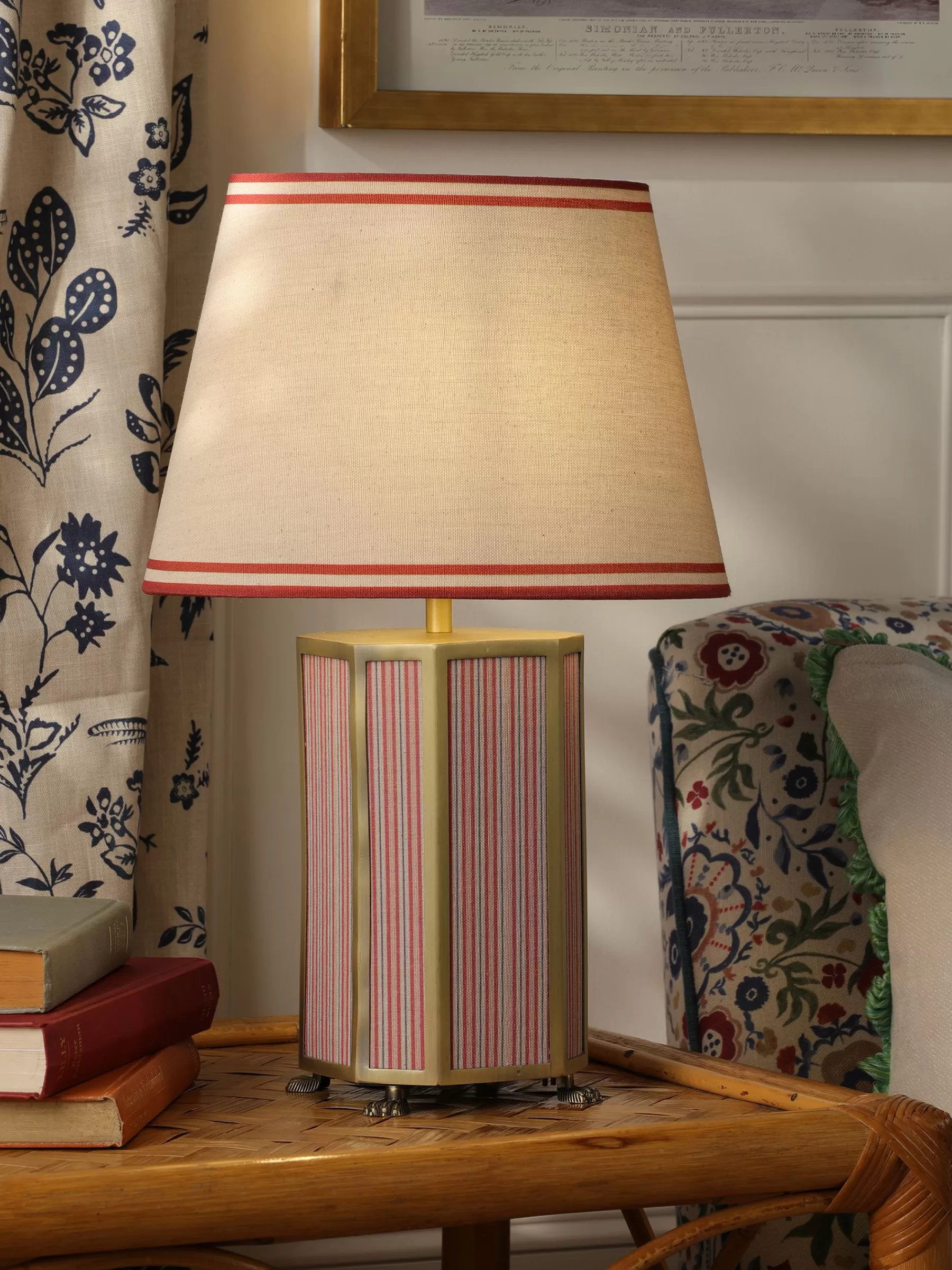 Joules Helmingham Red Stripe Claw Foot Table Lamp RedStripe Hot