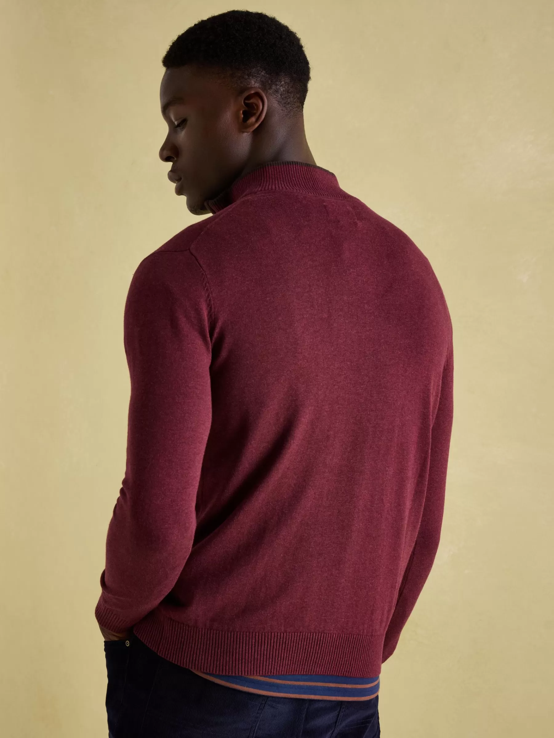 Joules Hillside Quarter Zip Knit Jumper Burgundy Online