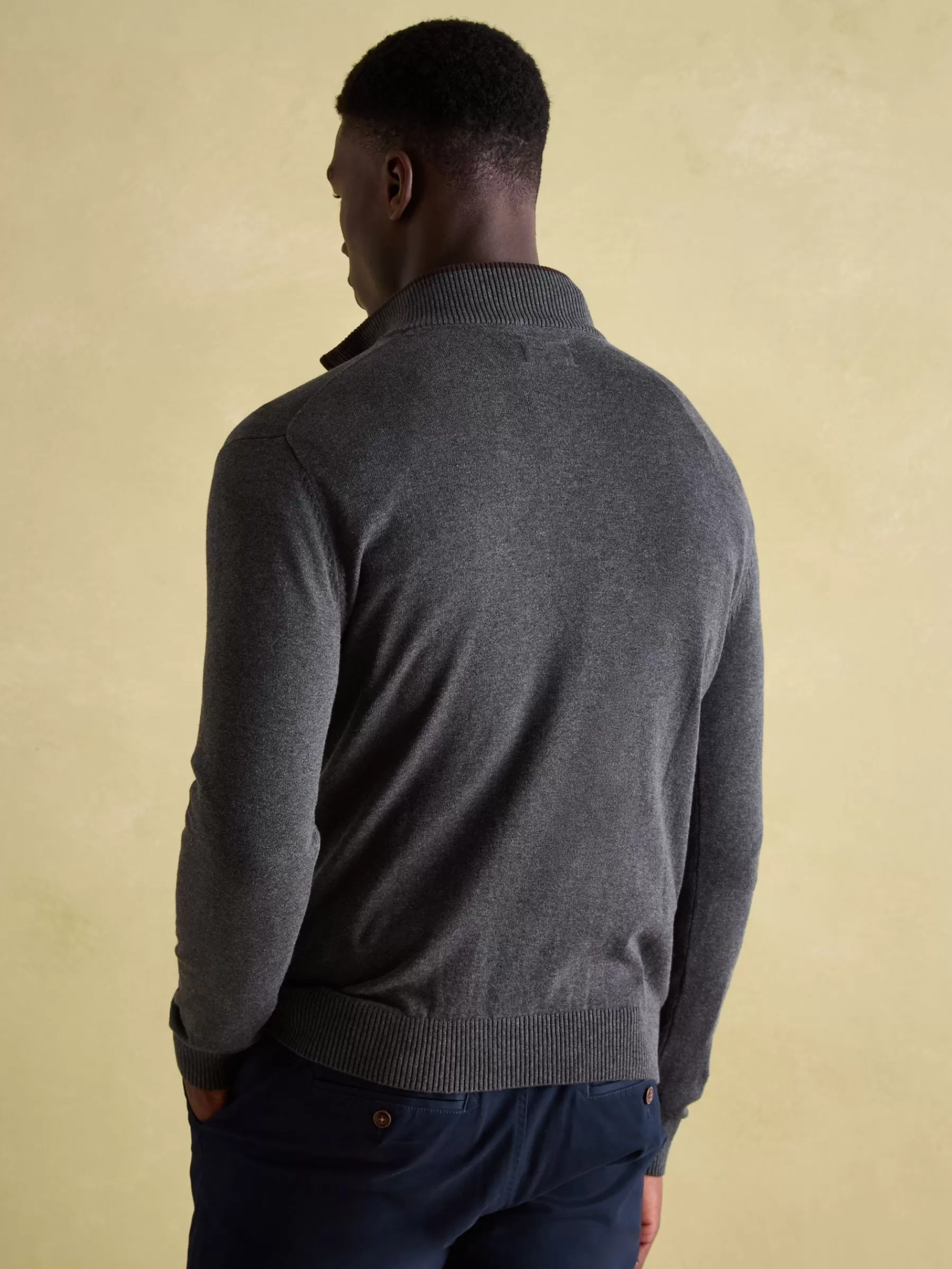 Joules Hillside Charcoal Grey Quarter Zip Knit Jumper CharcoalGrey Discount