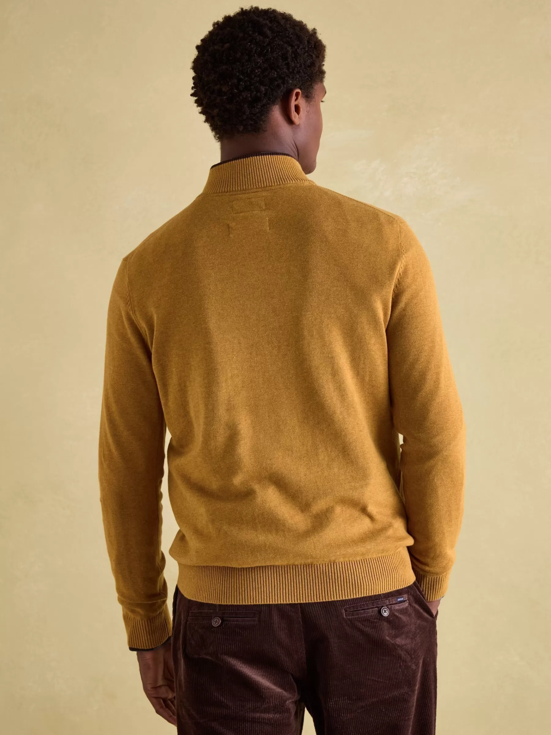 Joules Hillside Dark Yellow Quarter Zip Knit Jumper DarkYellow Best