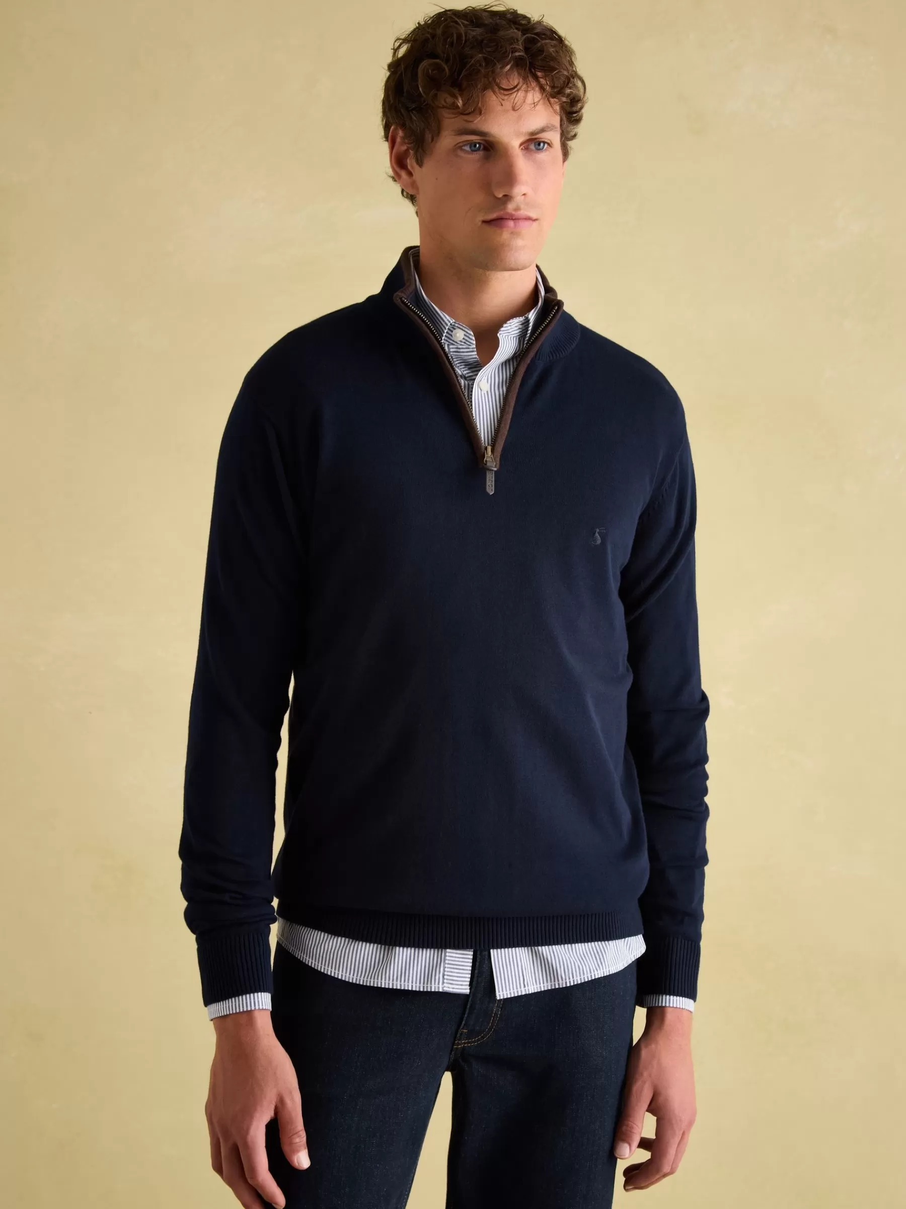 Joules Hillside Navy Blue Quarter Zip Knit Jumper NavyBlue Cheap