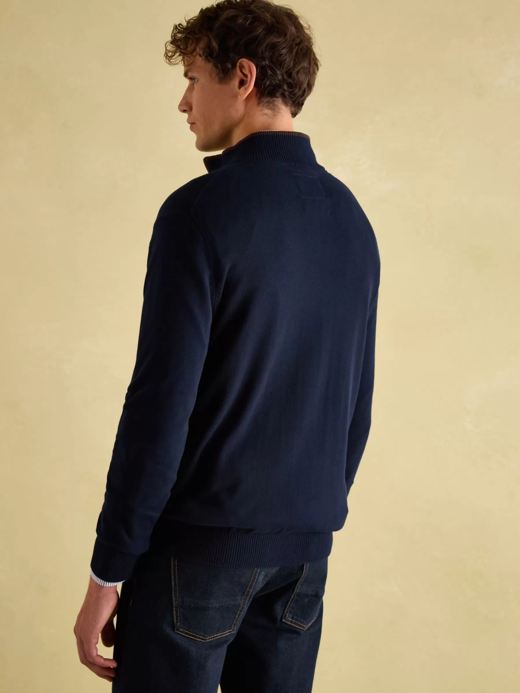 Joules Hillside Navy Blue Quarter Zip Knit Jumper NavyBlue Cheap