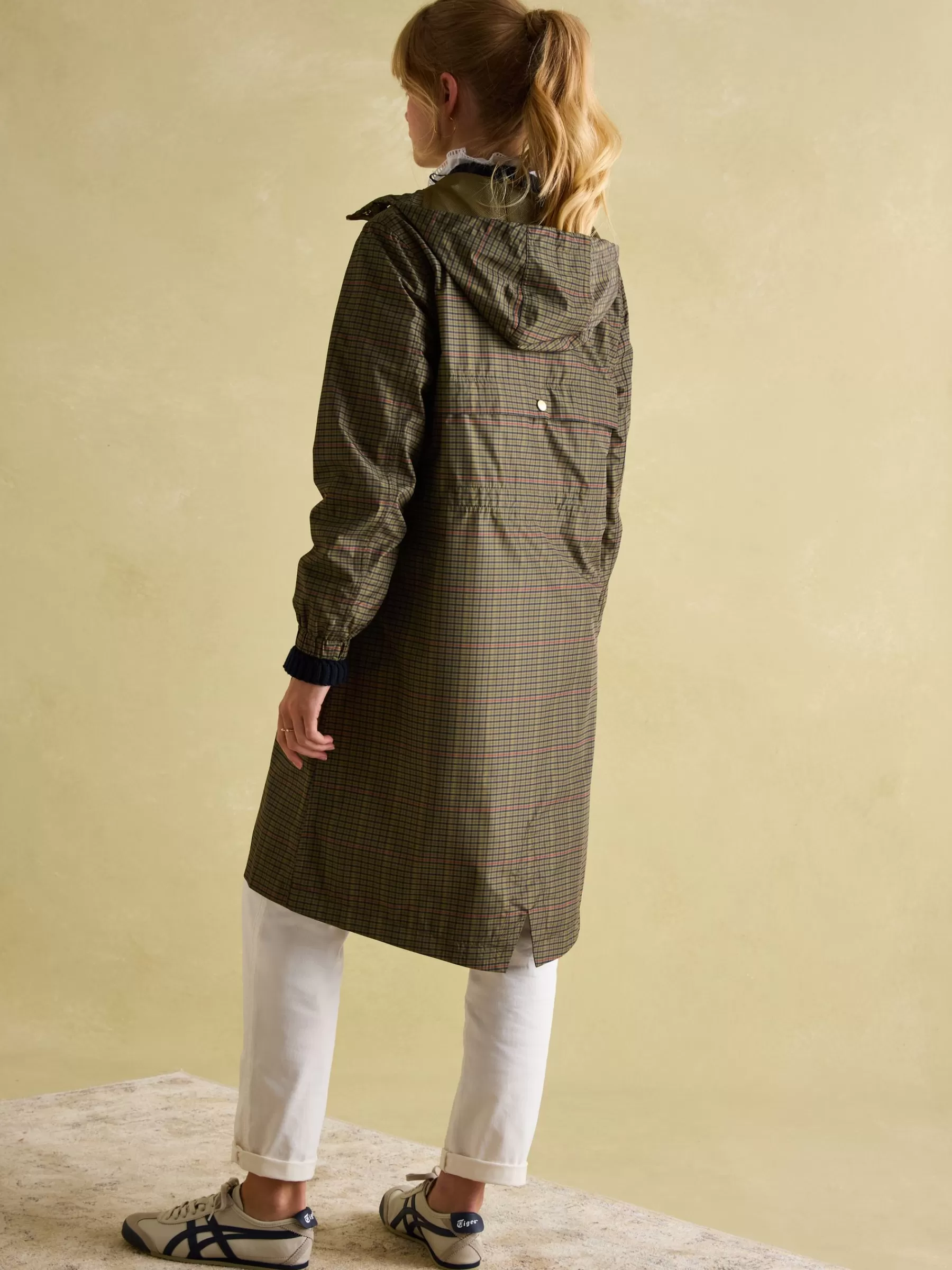 Joules Holkham Khaki Green Check Waterproof Packable Raincoat With Hood KhakiGreenCheck Sale