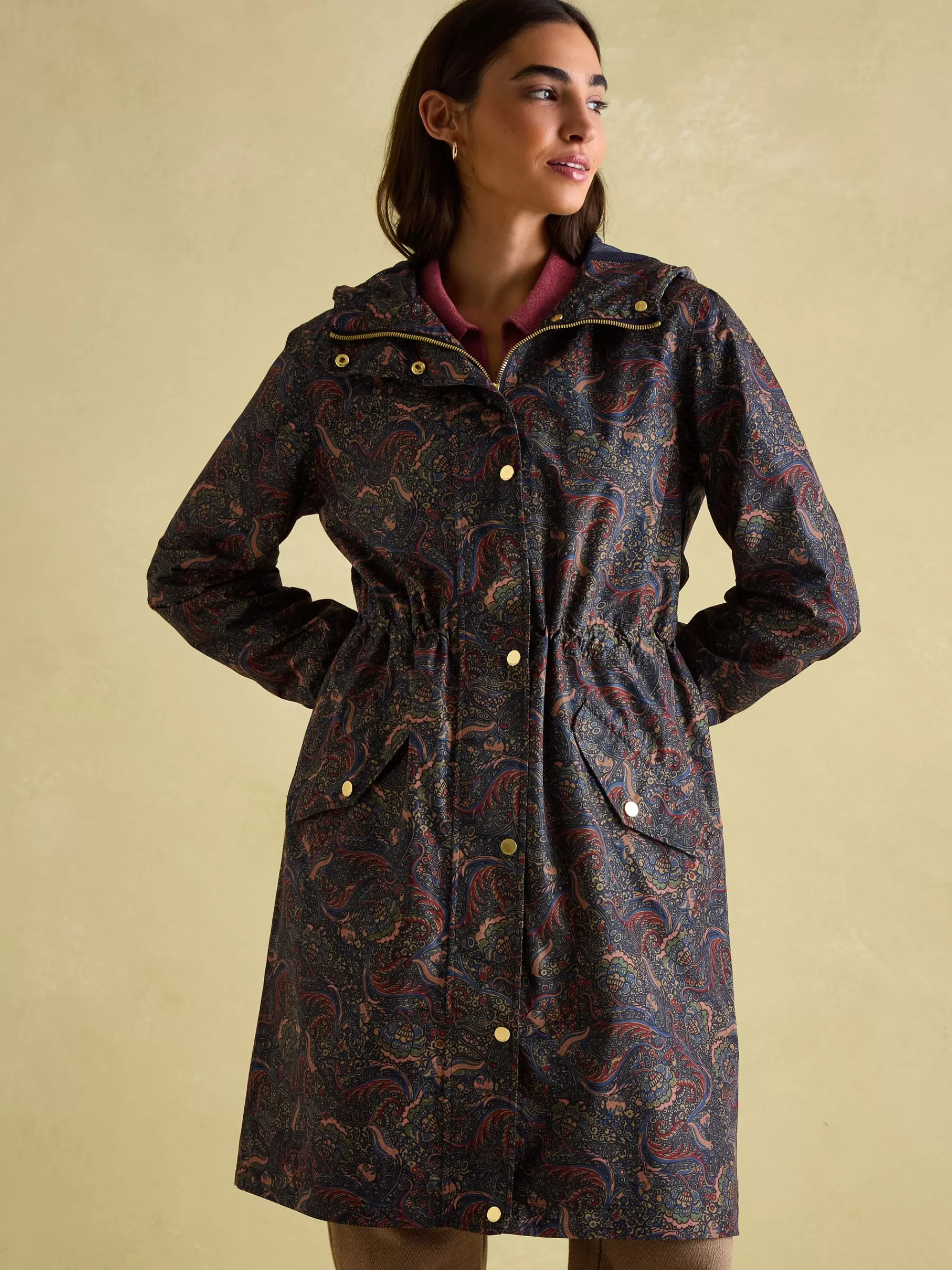 Joules Holkham Navy Blue Paisley Waterproof Packable Raincoat With Hood NavyBluePaisley Cheap