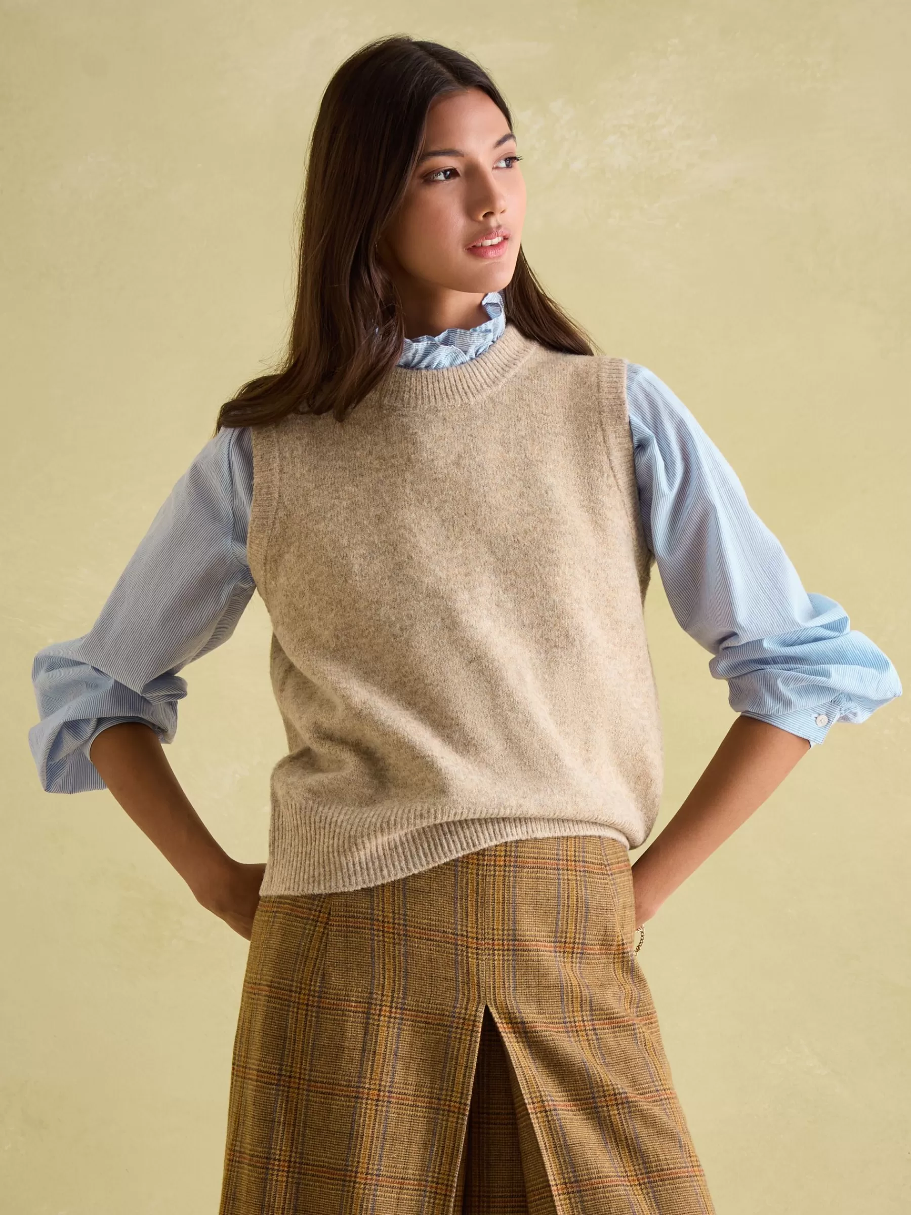 Joules Holly Regular Fit Knitted Vest Natural Flash Sale