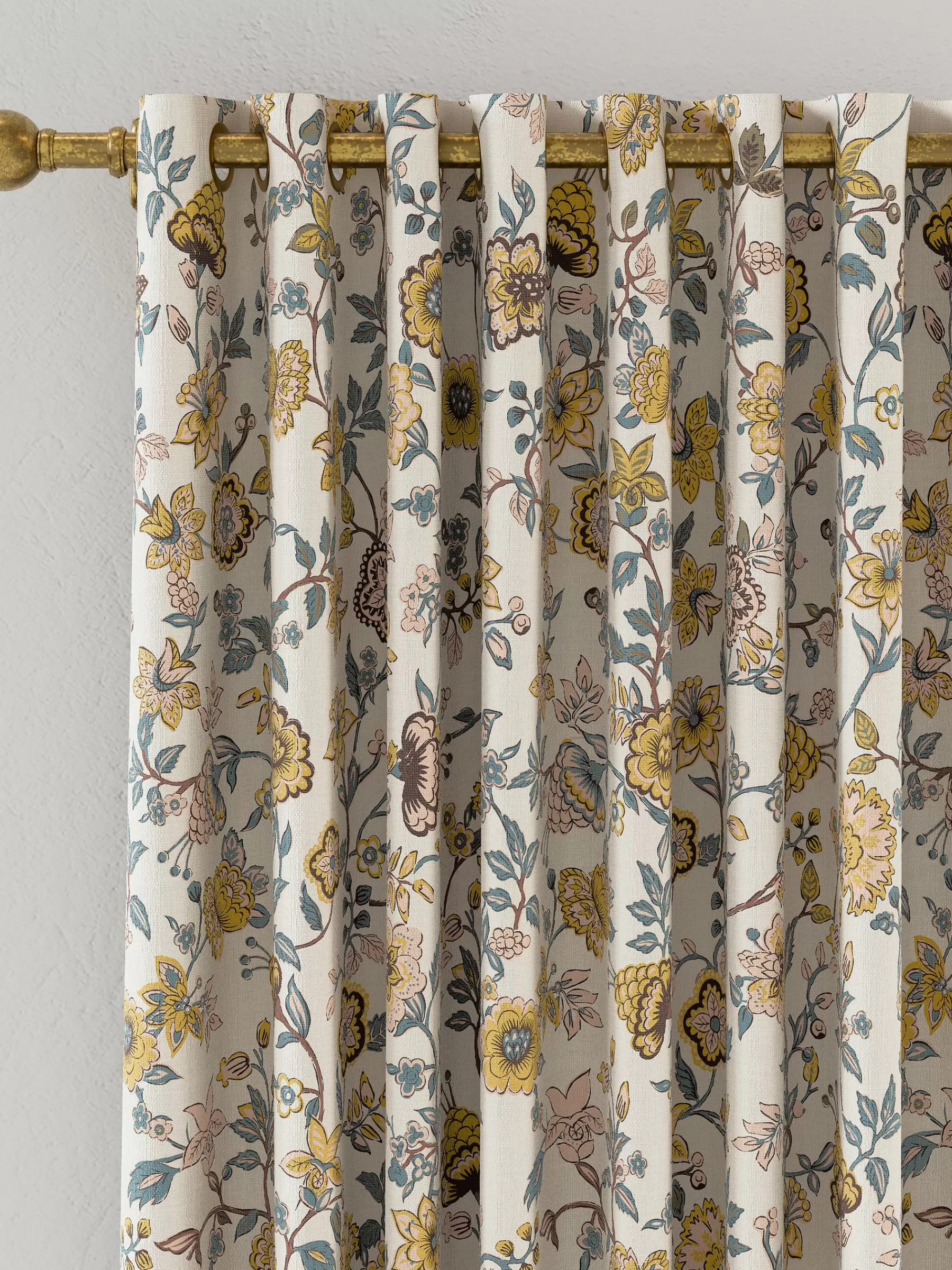 Joules Indienne Floral Set of 2 Blackout Eyelet Curtains Yellow Outlet