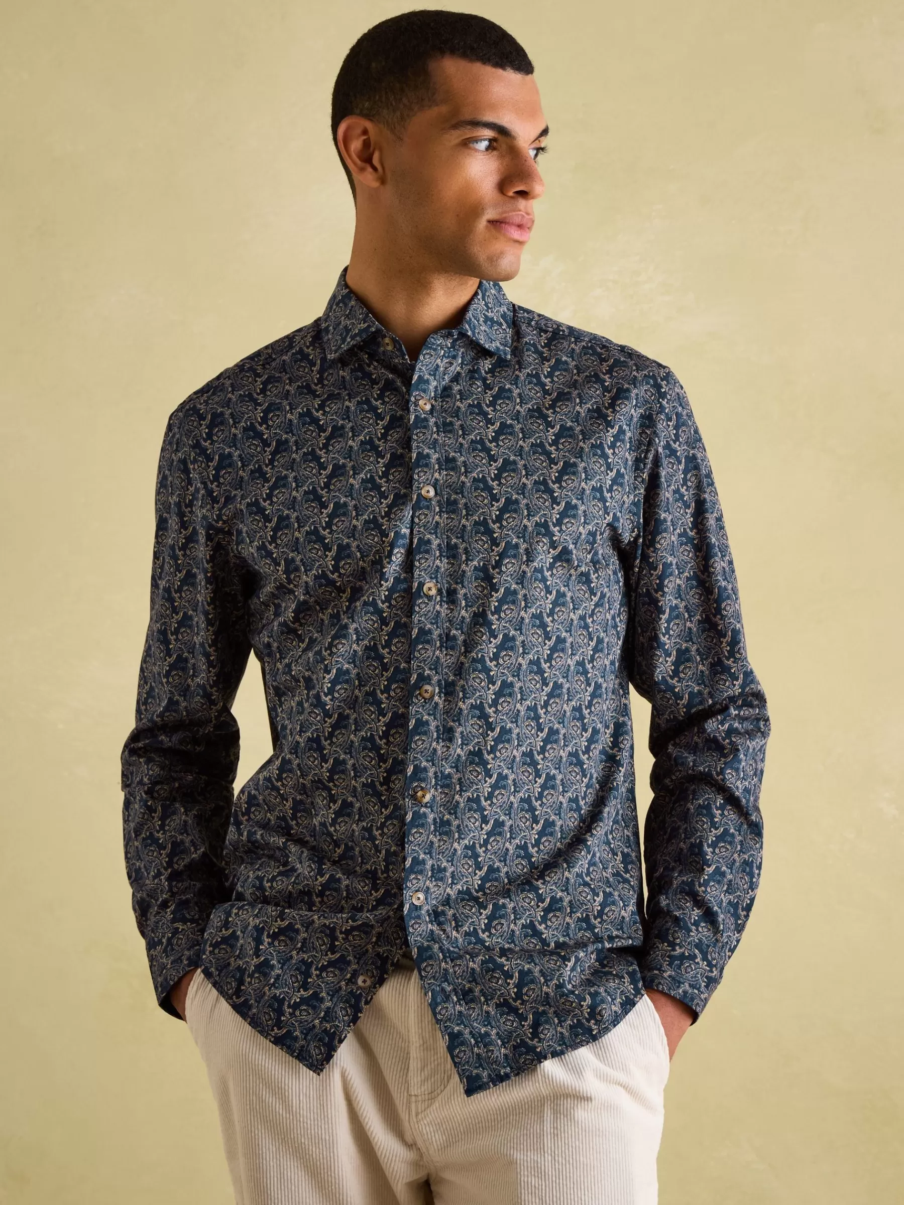 Joules Invitation Navy Paisley Cotton Shirt NavyPaisley Discount