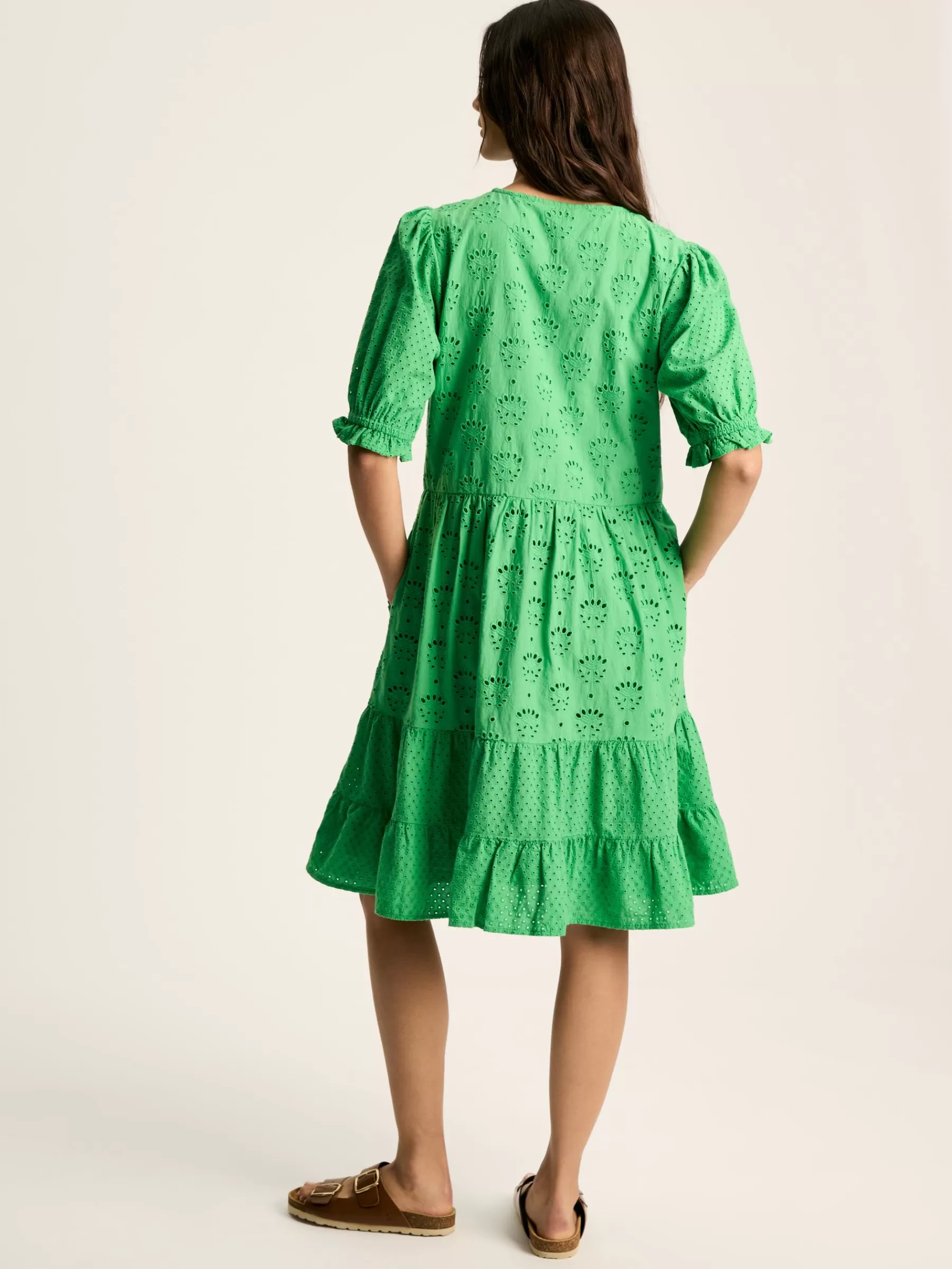 Joules Isabel Cotton Broderie Dress Green Discount