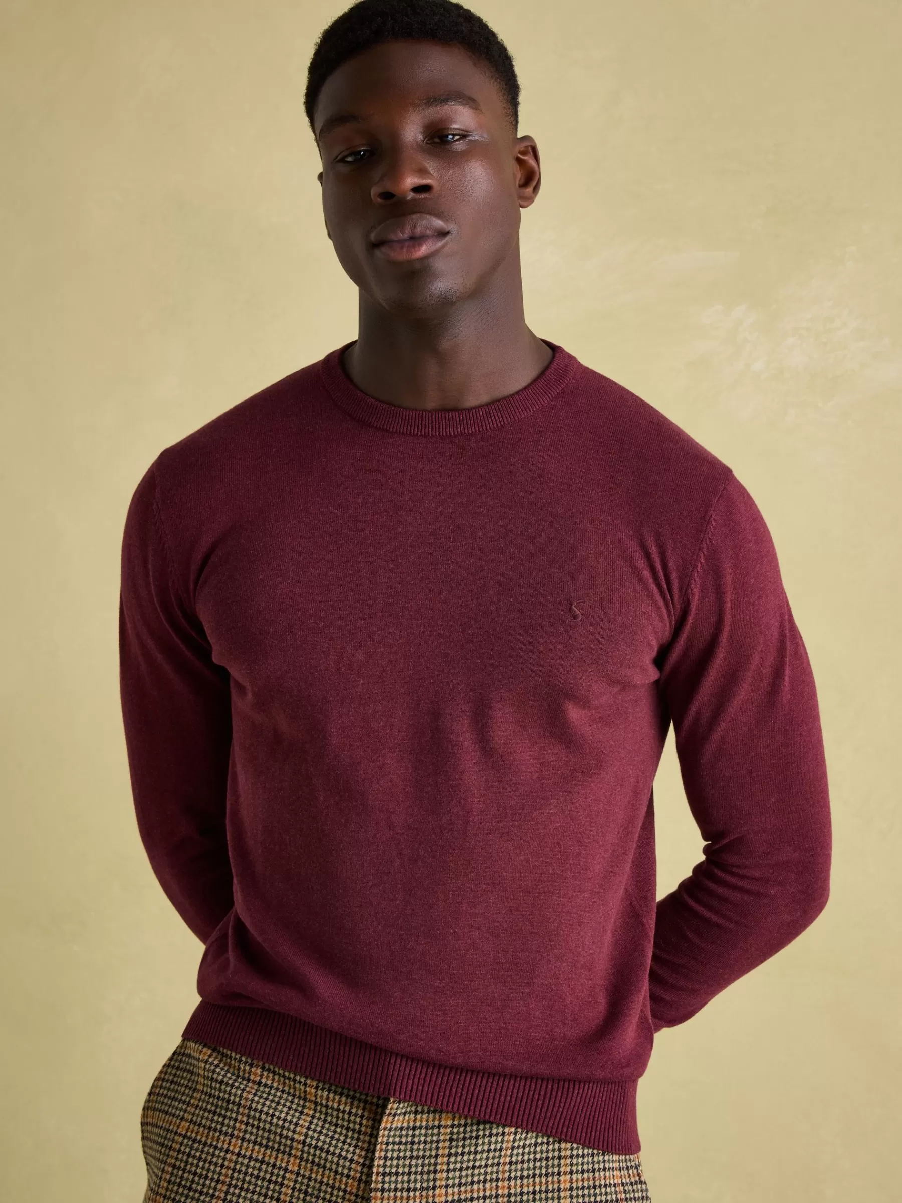 Joules Jarvis Crew Neck Knitted Jumper Burgundy Cheap