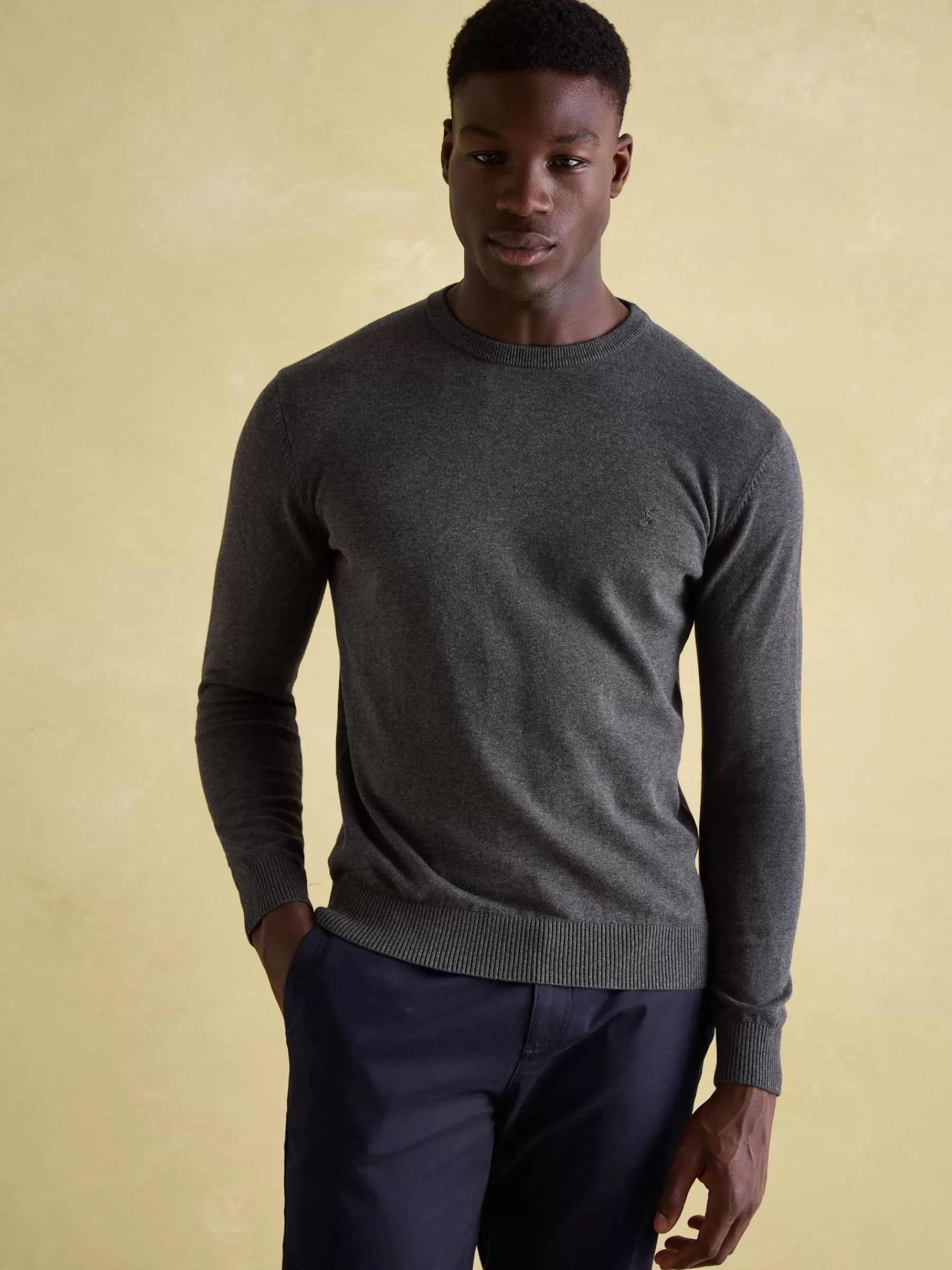 Joules Jarvis Charcoal Grey Crew Neck Knitted Jumper CharcoalGrey Clearance