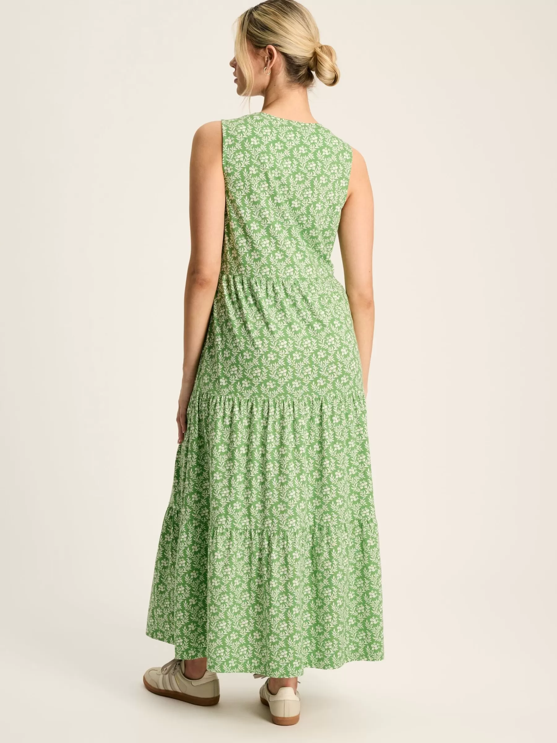 Joules Jayne Jersey Tiered Dress Green Shop