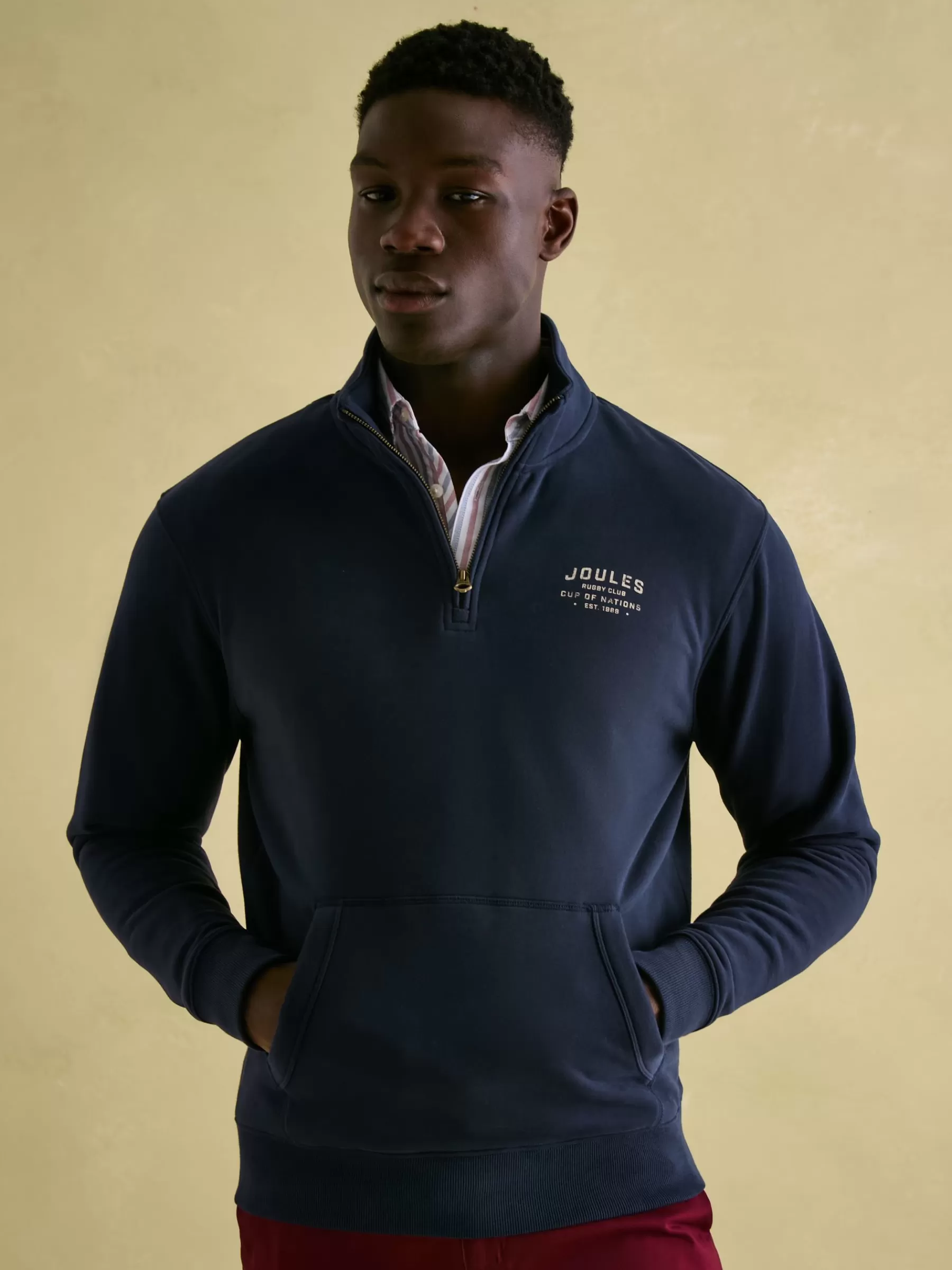 Joules Jenkins Navy Blue Quarter Zip Graphic Sweatshirt NavyBlue Best Sale