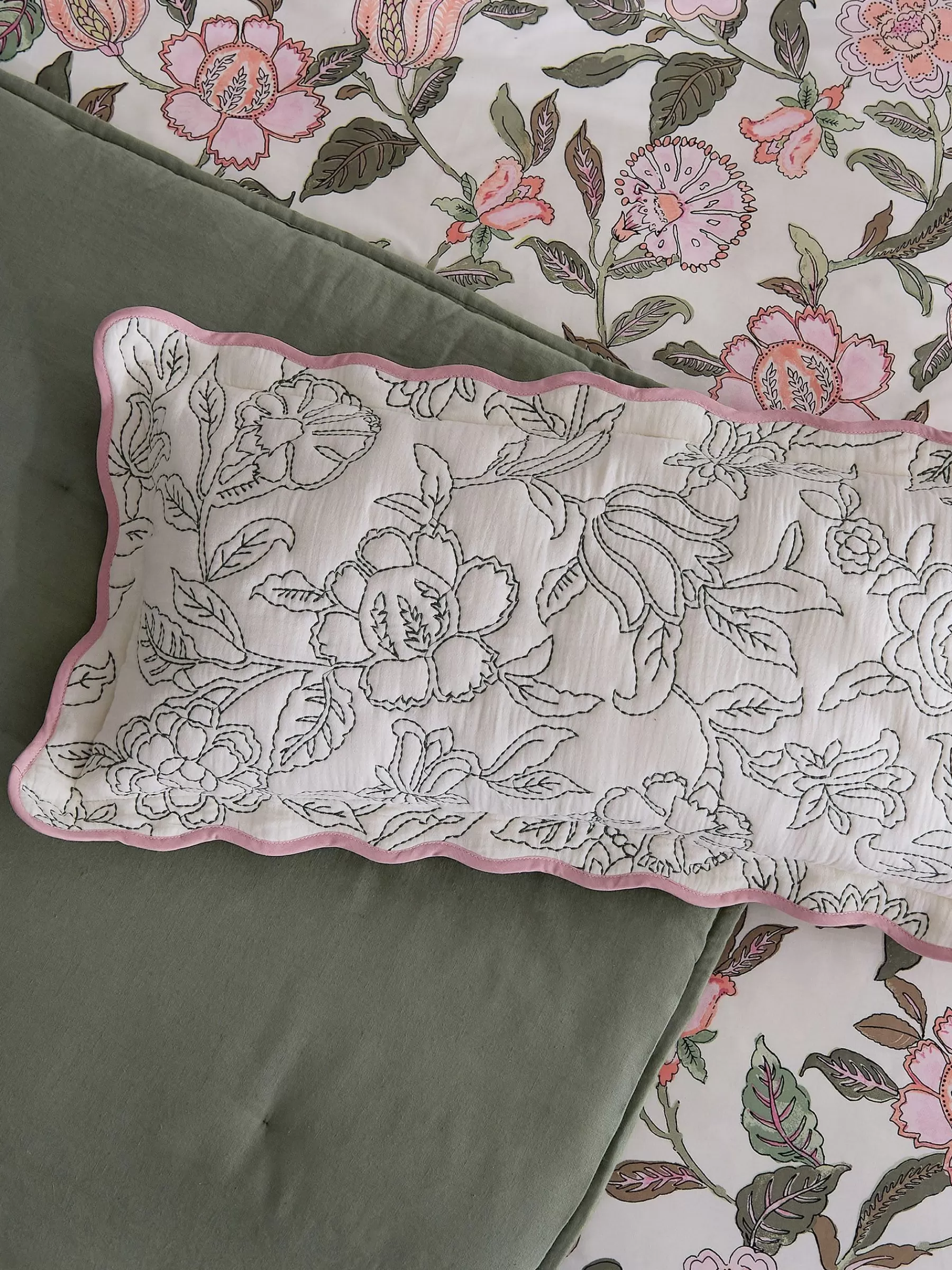 Joules Juliette 100% Cotton Scalloped Embroidered Cushion Cream Flash Sale