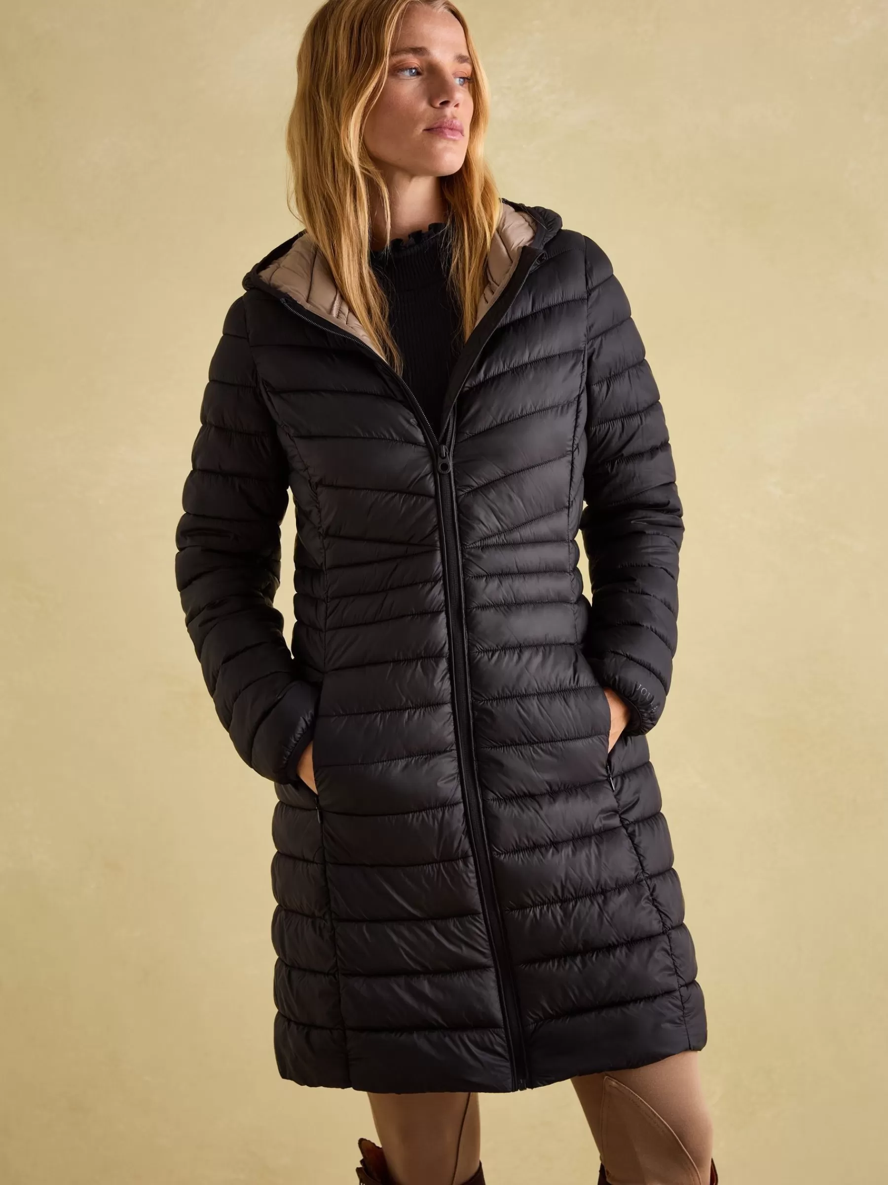 Joules Kenley Showerproof Long Padded Coat with Hood Black Best