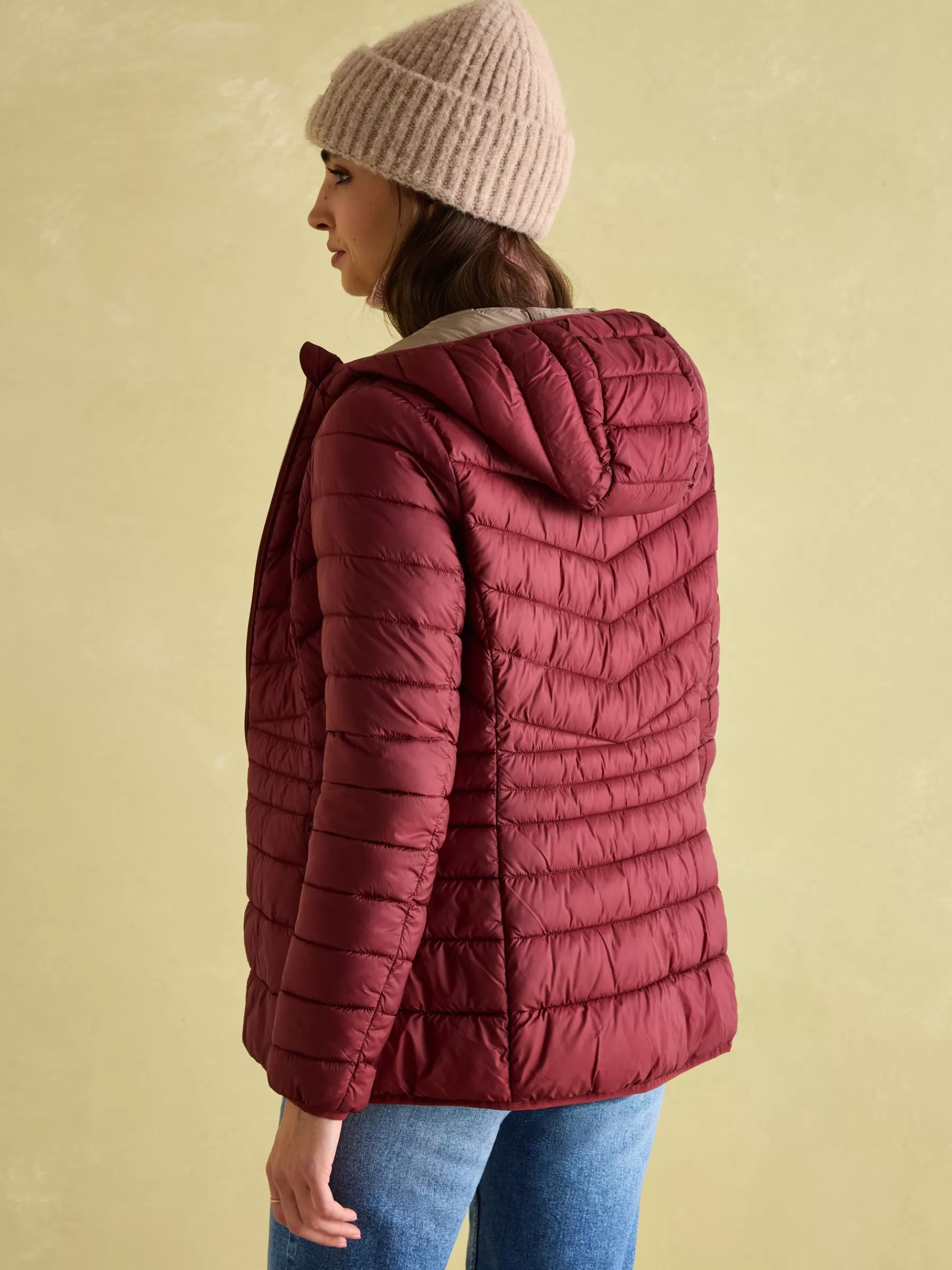 Joules Kenley Dark Red Showerproof Padded Coat with Hood DarkRed Clearance