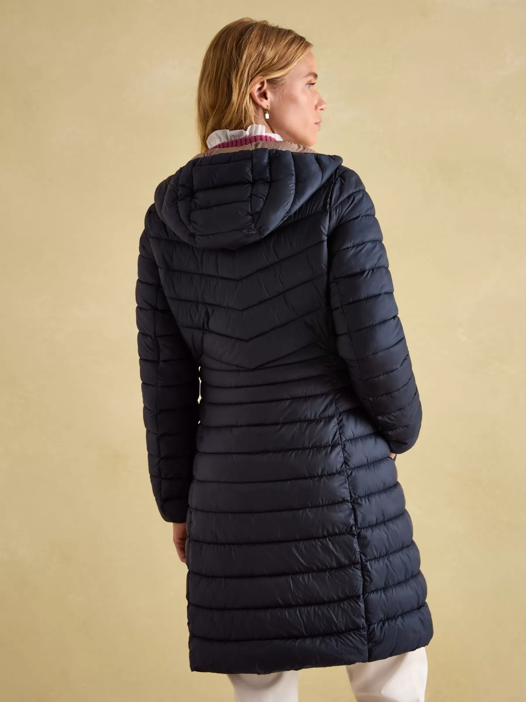 Joules Kenley Showerproof Long Padded Coat with Hood Navy Cheap