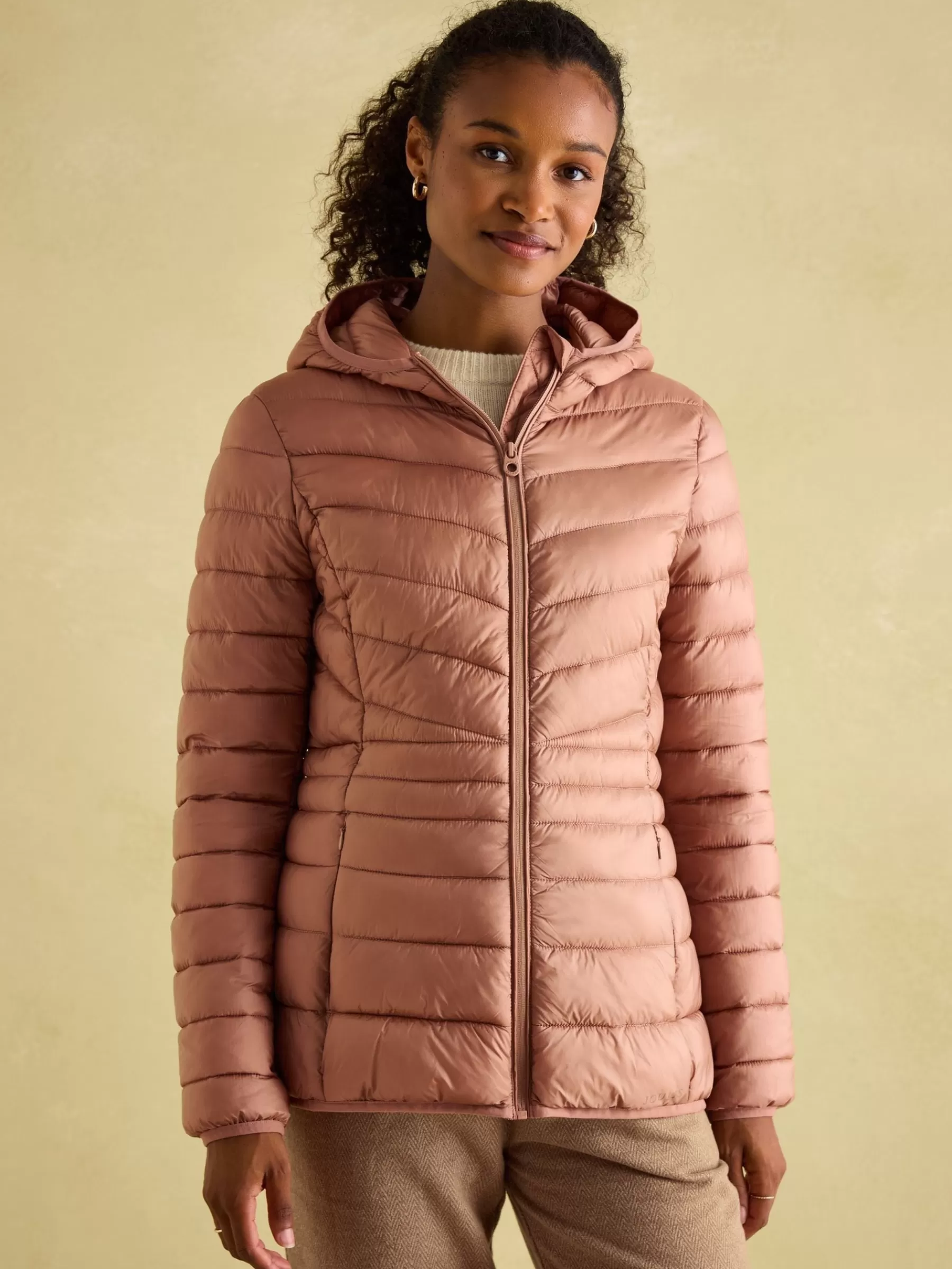 Joules Kenley Showerproof Padded Coat with Hood Pink Best