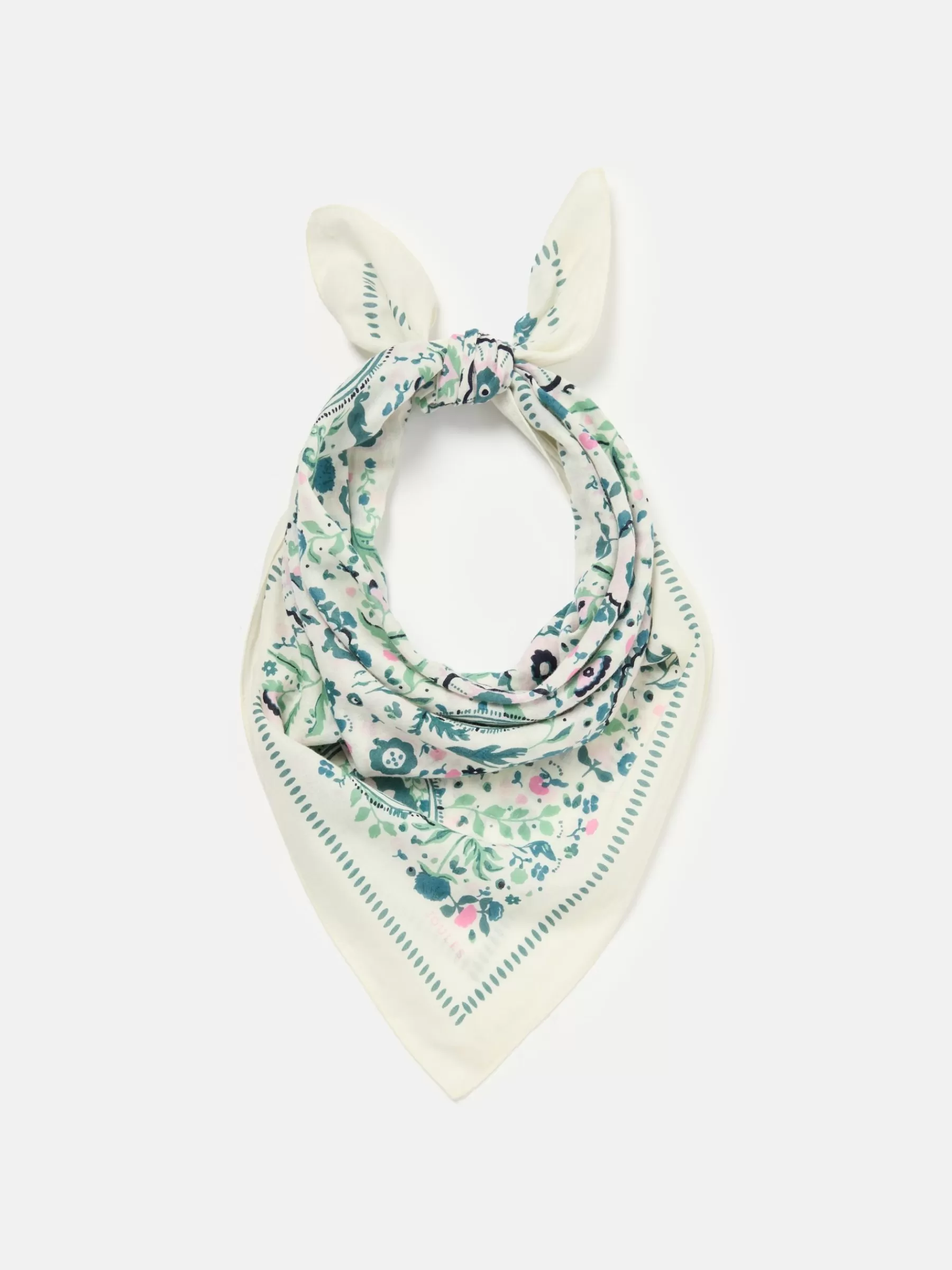 Joules Kensington Cotton Square Scarf Cream Best Sale