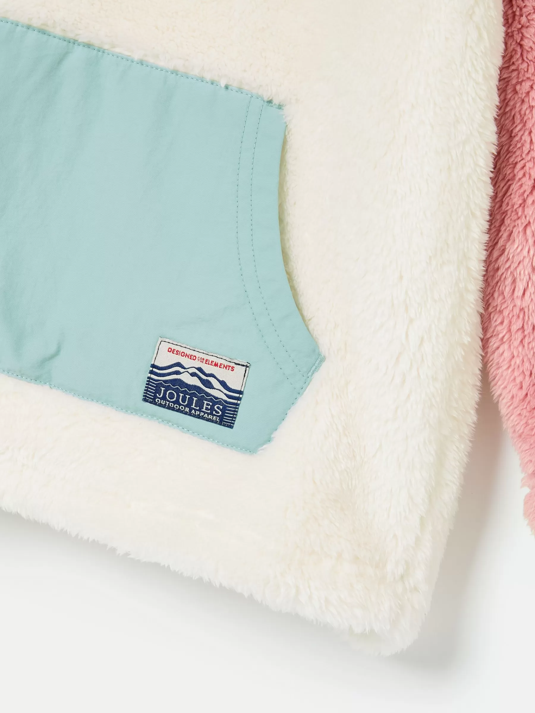 Joules Kids' Always Cosy Cream Colourblock Quarter Zip Borg Fleece CreamColourblock Outlet
