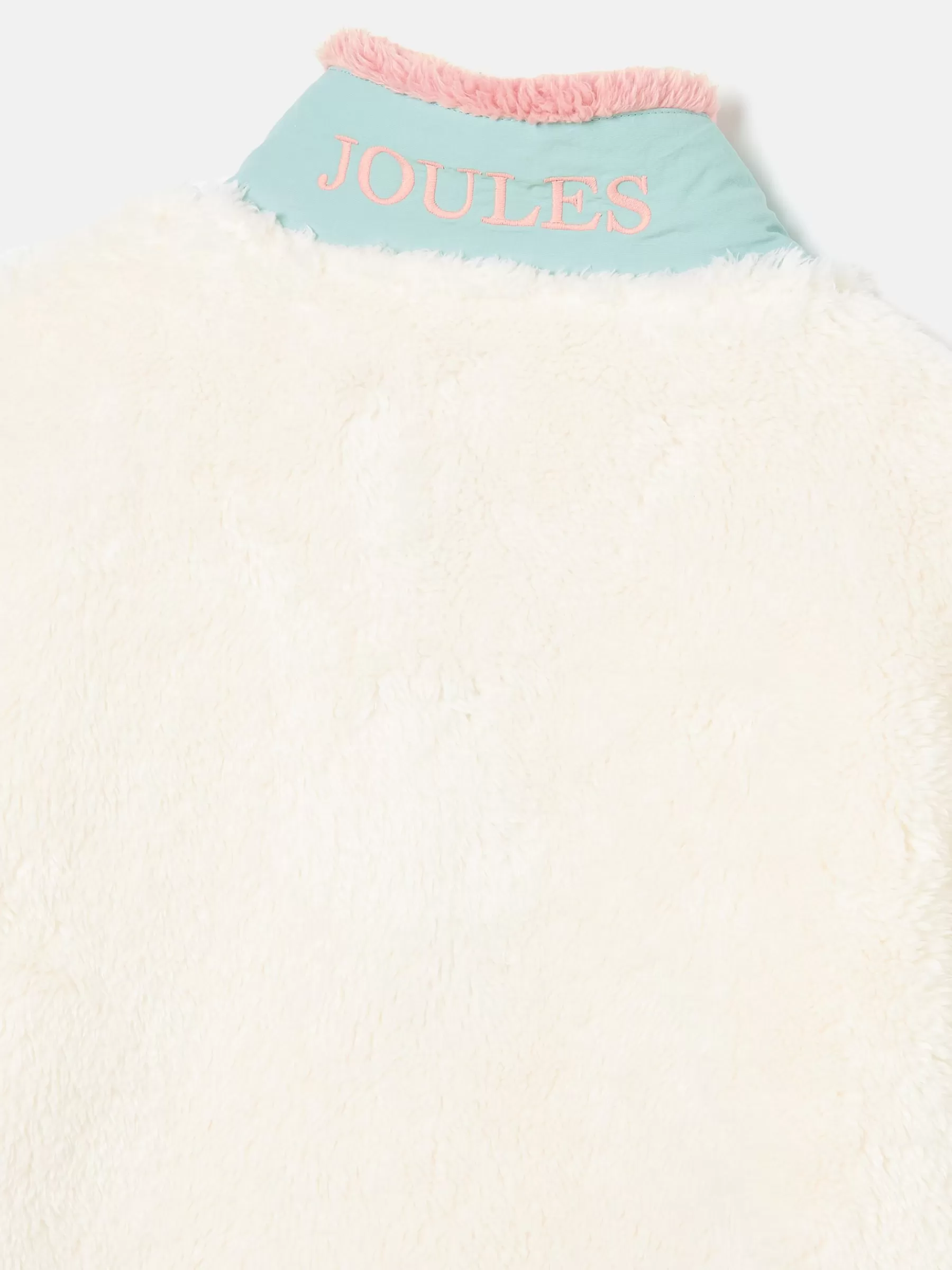 Joules Kids' Always Cosy Cream Colourblock Quarter Zip Borg Fleece CreamColourblock Outlet