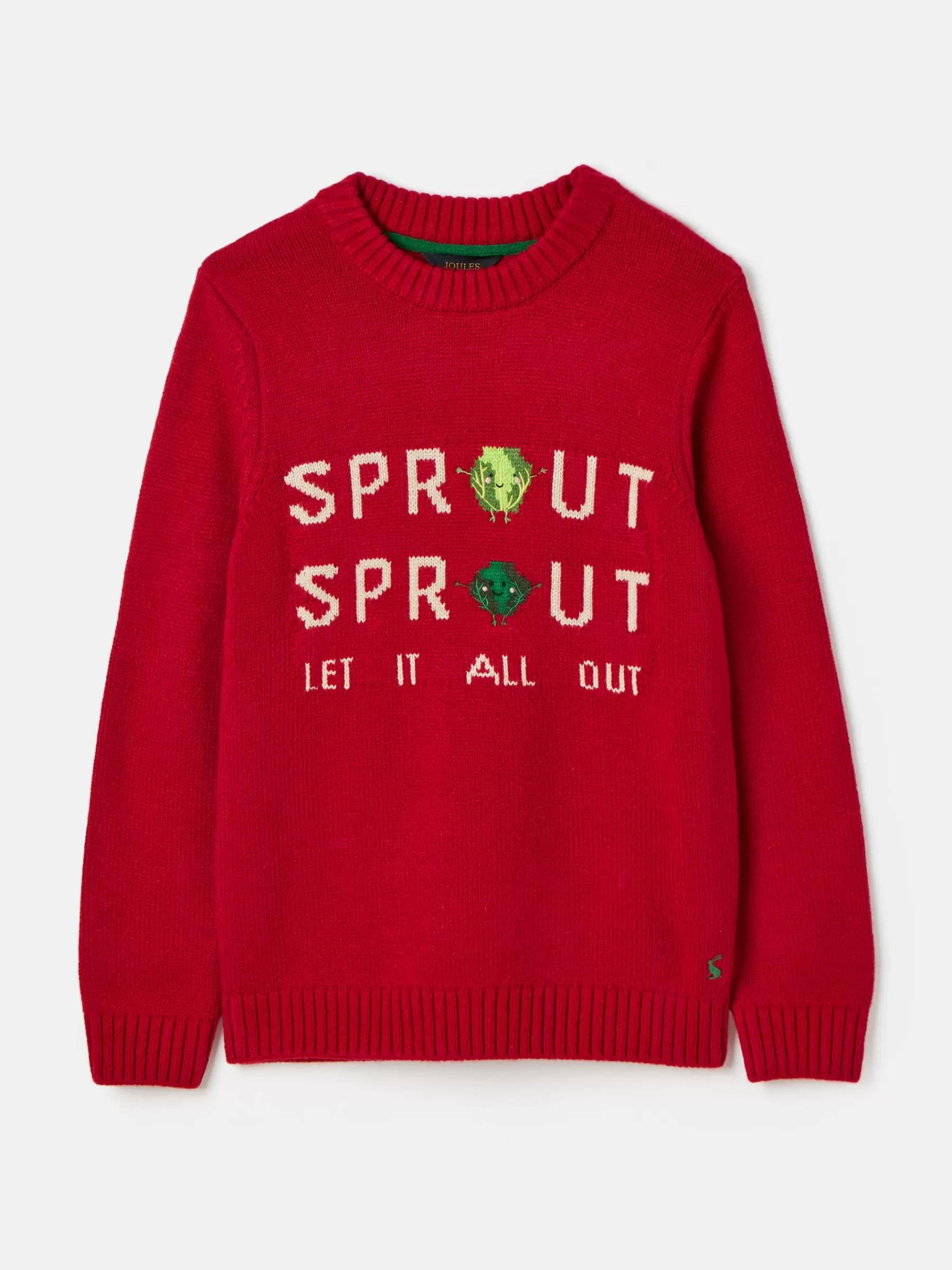 Joules Kids' Cracking Intarsia Knitted Festive Jumper Red New