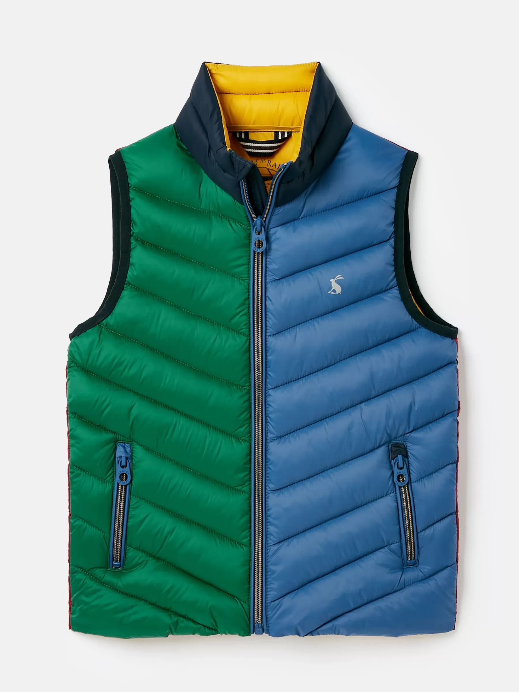 Joules Kids' Crofton Blue & Green Hotchpotch Showerproof Quilted Gilet Blue&GreenHotchpotch Best