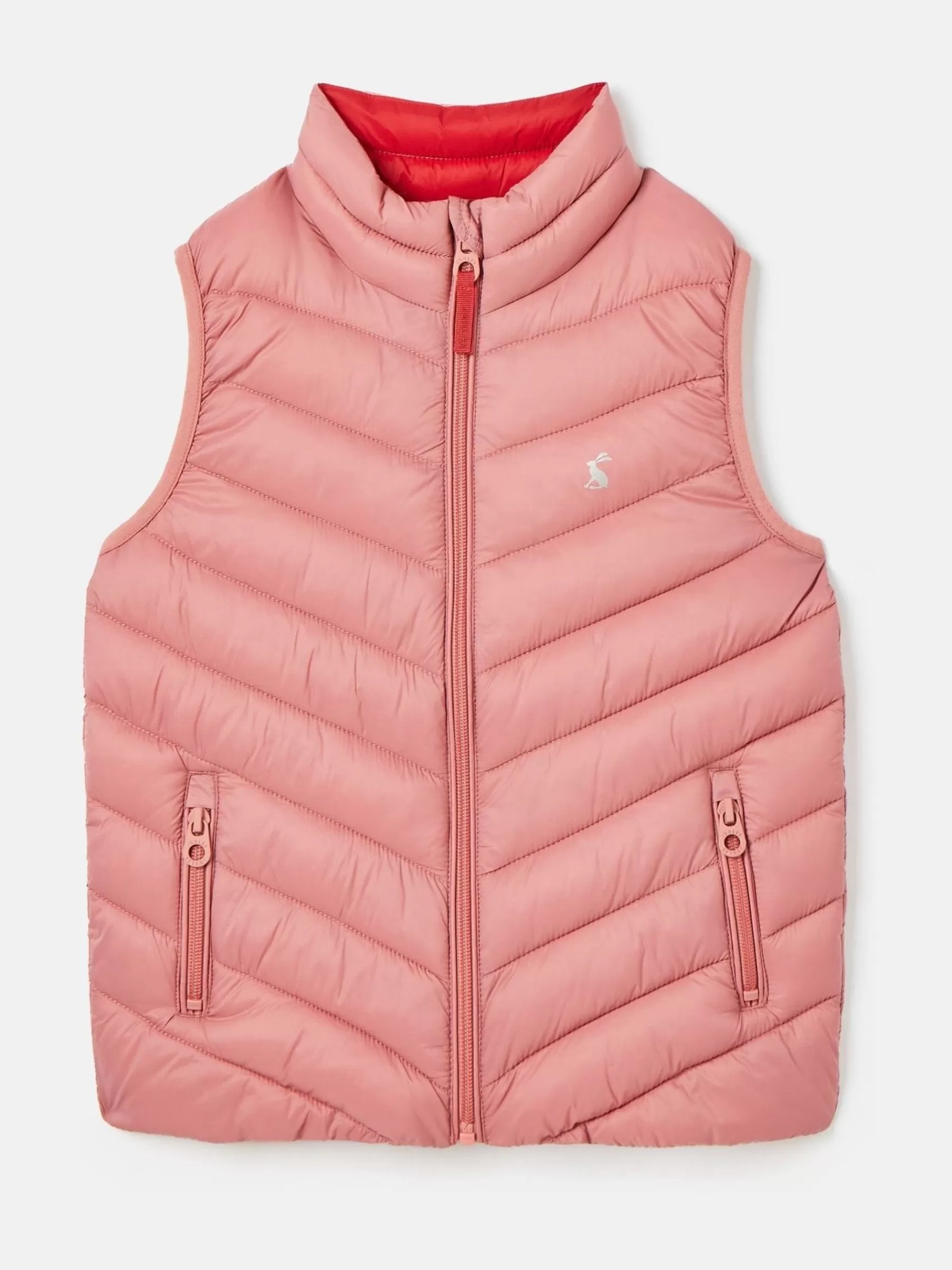 Joules Kids' Crofton Showerproof Quilted Gilet Pink Best