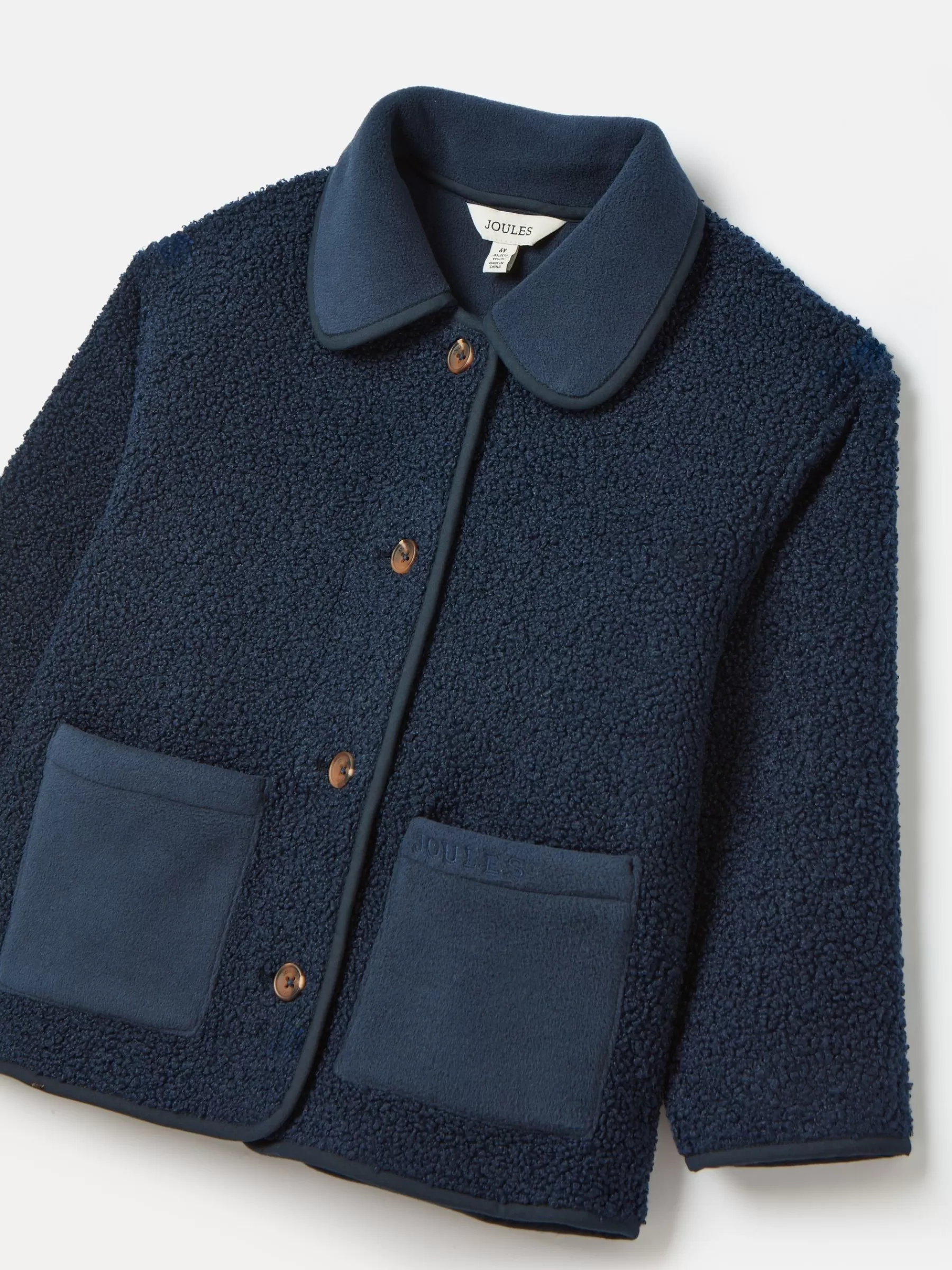 Joules Kids' Sadie Navy Blue Borg Fleece Jacket NavyBlue Flash Sale