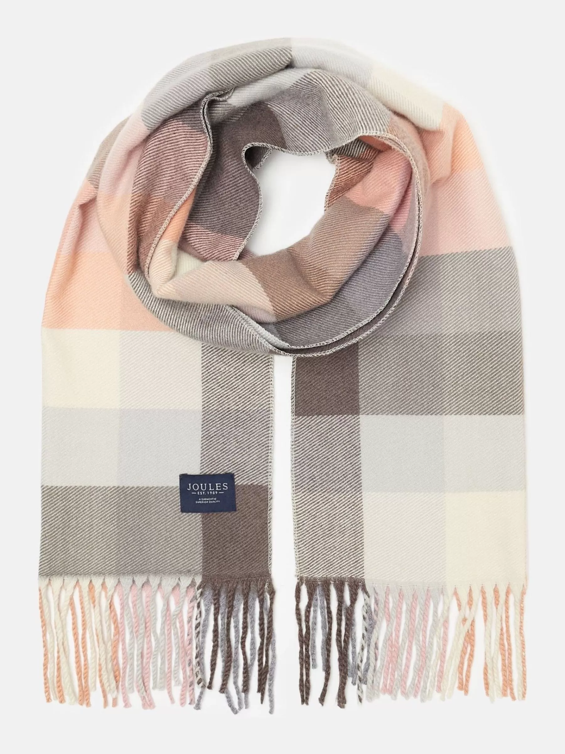 Joules Langtree Pink & Grey Scarf Pink&Grey Cheap