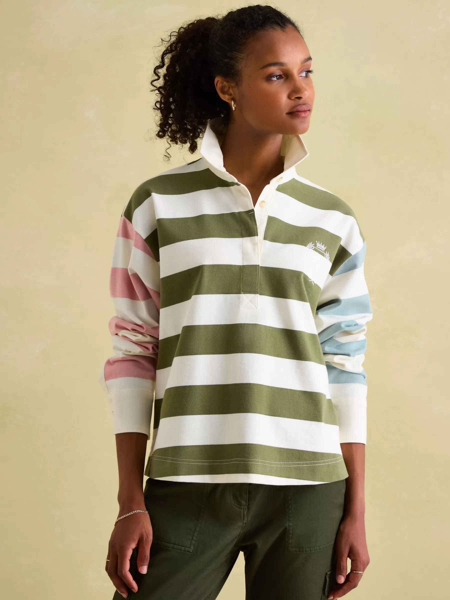 Joules Lara Boxy Fit Rugby Shirt Multi Fashion