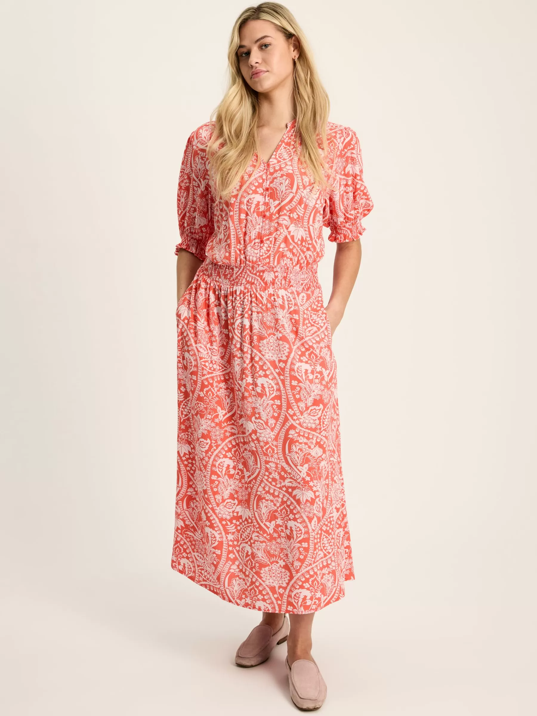 Joules Laurie Viscose Midi Dress Red Store