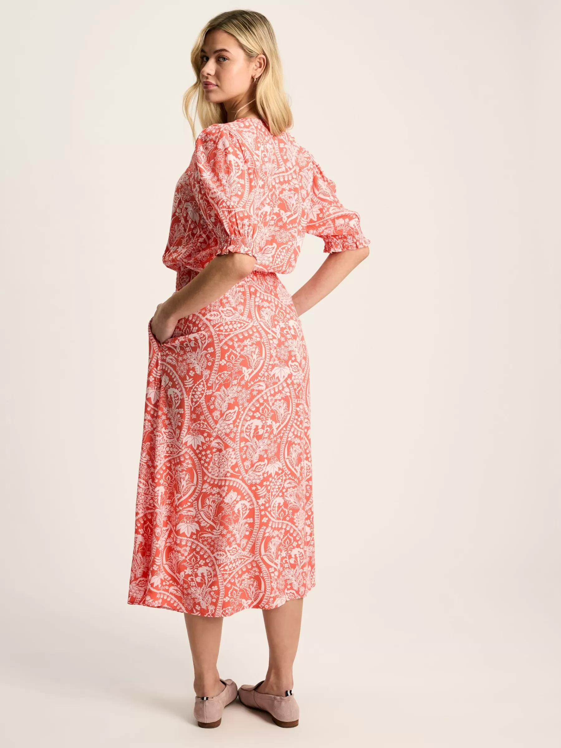 Joules Laurie Viscose Midi Dress Red Store